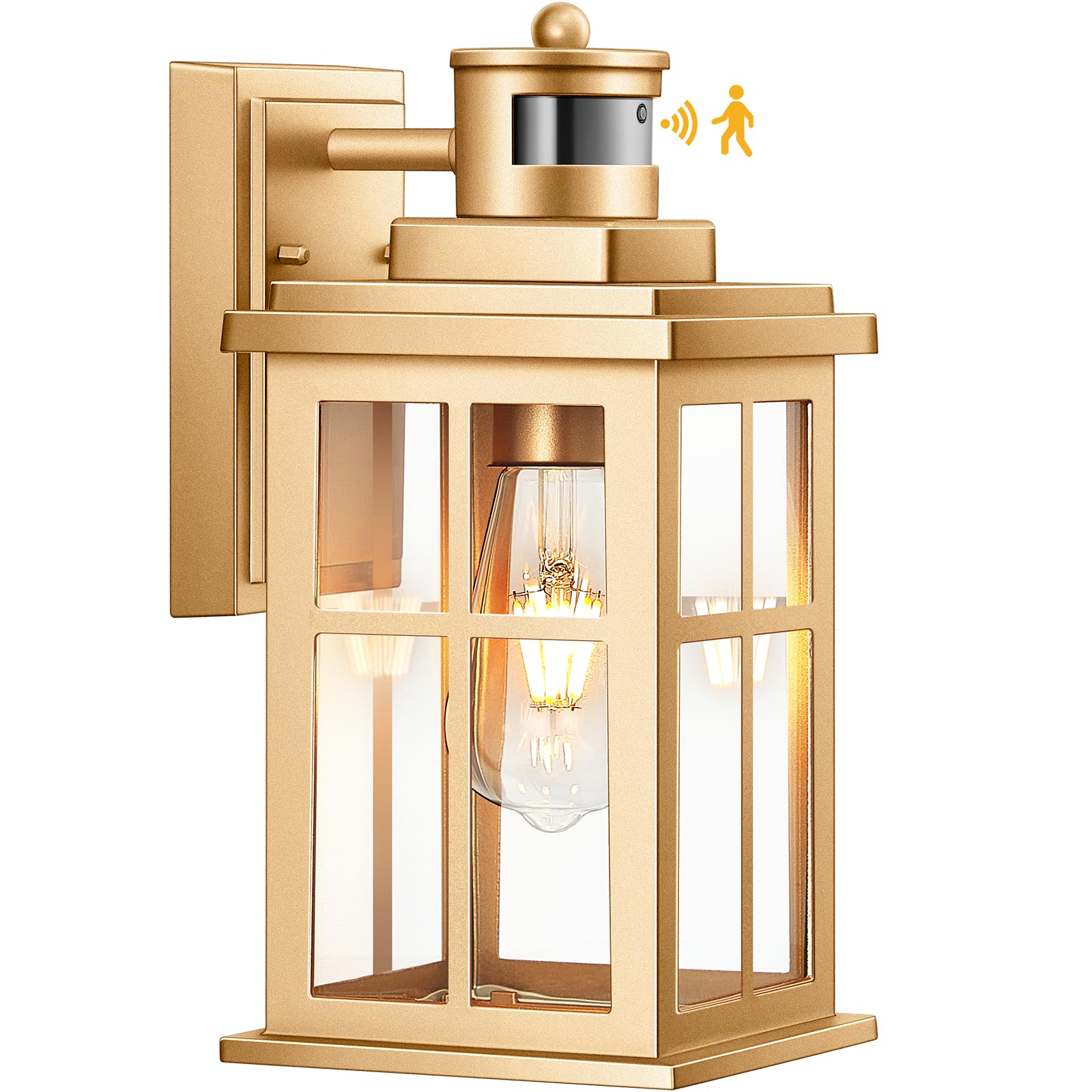 Opaxis Motion Sensor Outside Lights For House  Modern Dusk To Dawn Outdoor Lighting  2 Pack Gold Anti-Rust Outdoor Wall Lights With Transparent Glass  Waterproof Outdoor Porch Lights For House  Patio