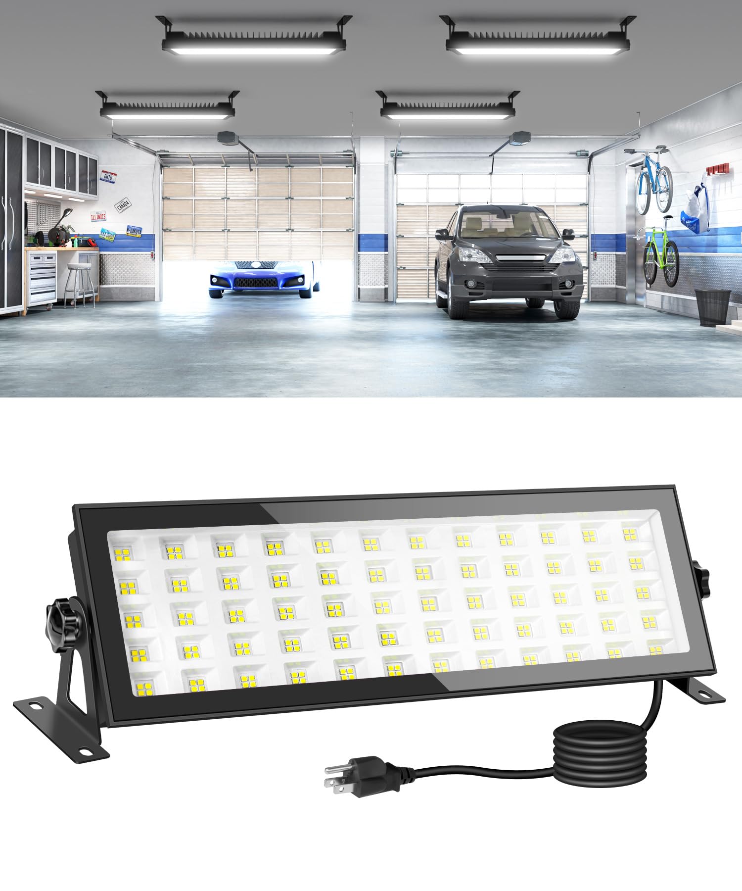 120W LED Shop Light for Garage 1000W Equiv, 16000lm Very Bright LED Work Light, IP66 Waterproof Outdoor Flood Light with Plug, 5