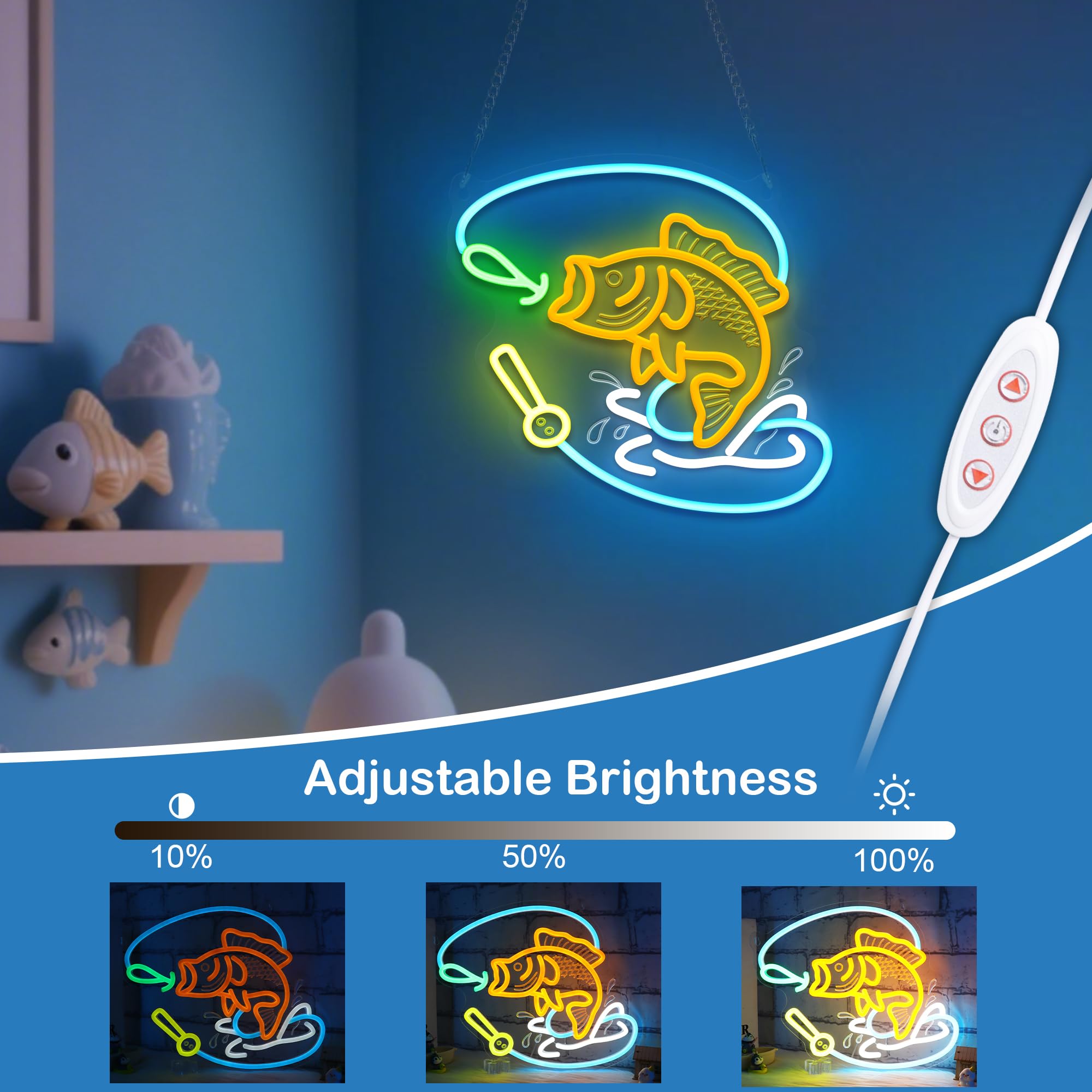 nite Fishing Neon Sign  Led Neon Lights For Room Wall Table Decor Art  Home Party Birthday Holiday Gift For Fishing Lovers Kids Teens mature-themeds