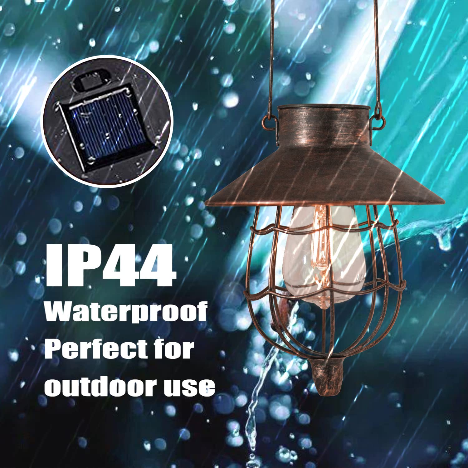 YAKii Solar Lantern 2 Pack Waterproof Metal Lamp Warm White Light Antique Copper 221835 for Yard Garden Patio Decor