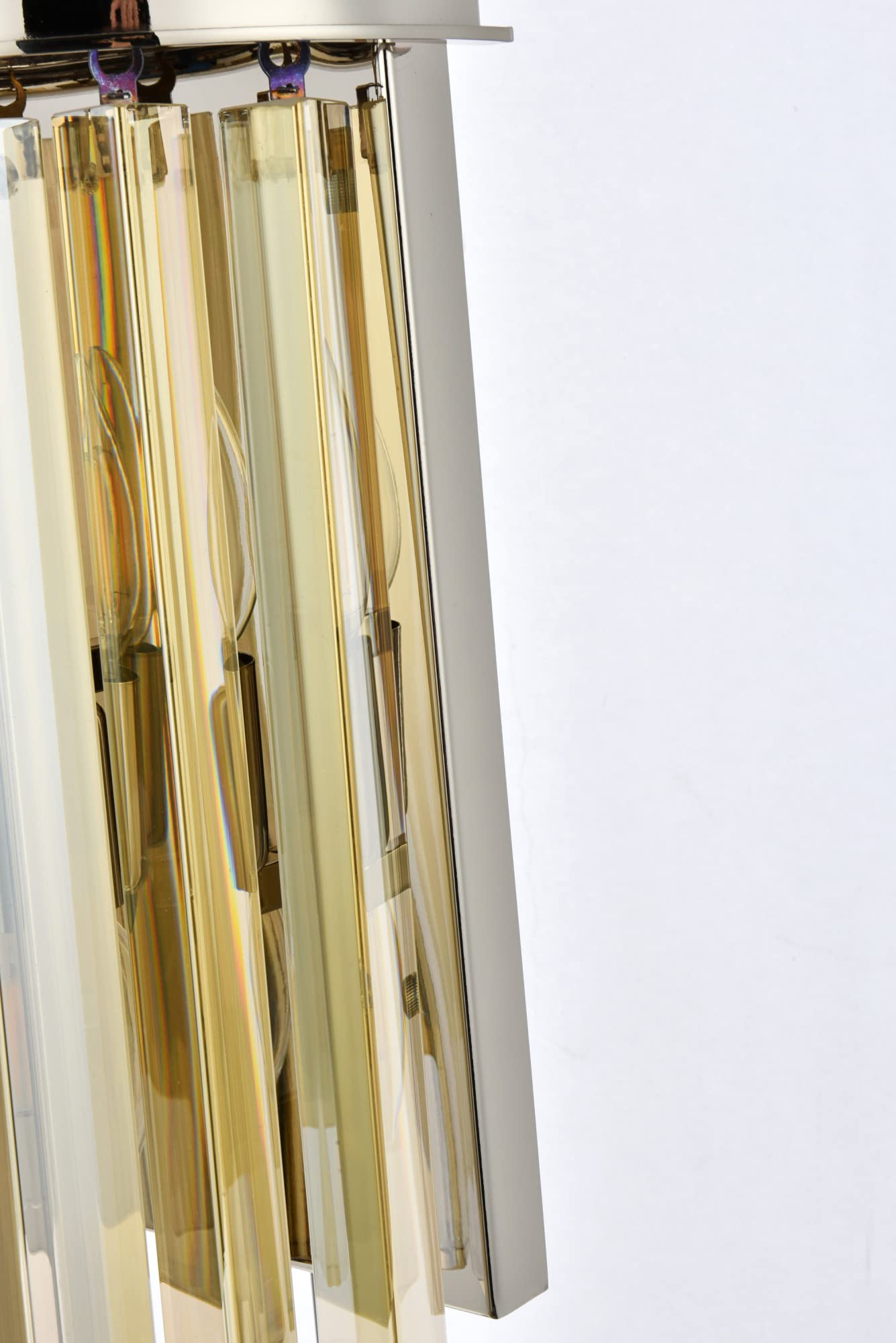 Elegant Lighting Sydney Collection 2-Light Wall Lamp with Royal Cut Golden Teak Crystals, Polished Nickel Finish