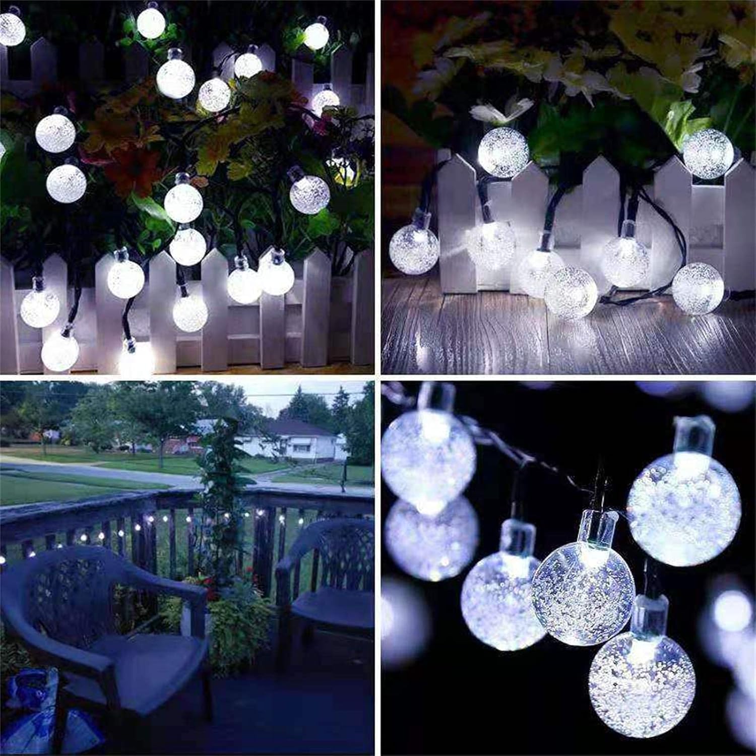 Lorryte 2-Pack 72Ft 120 Led Crystal Globe Solar String Lights Outdoor, Waterproof Solar Lights For Outside, 8 Lighting Modes Pat