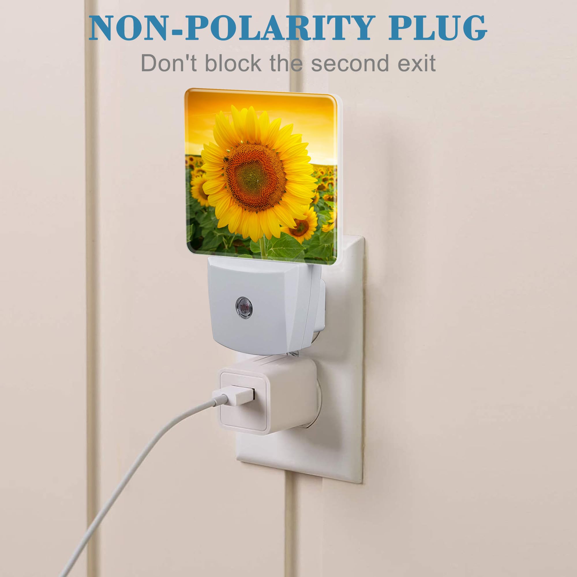 Uiaoiais Plug In Night Lights Sunset Sunflower Field Nightlight Plug Into Wall Dusk To Dawn Sensor Led Night Light For Kid Girls