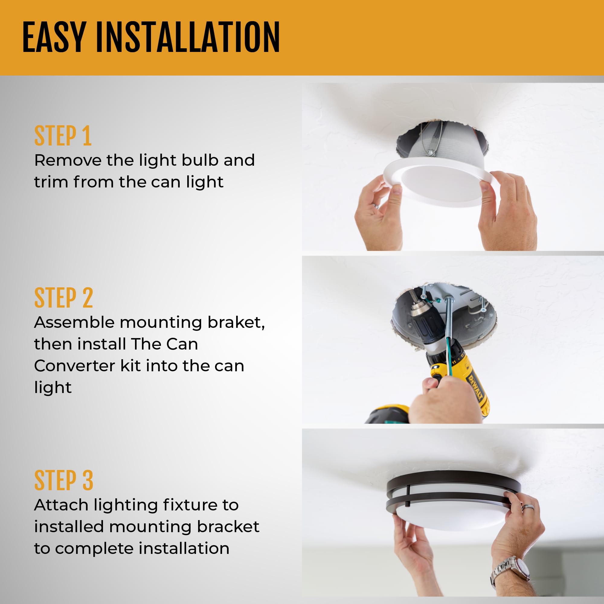 The Can Converter - R4, 4&quot; Recessed Can Light Conversion Kit, Up To 50Lbs Ceiling Light Fixture, Recessed Lighting, Pendant Light, Hanging Light, Chandeliers, Flush Mounts, & Overall Home Improvement