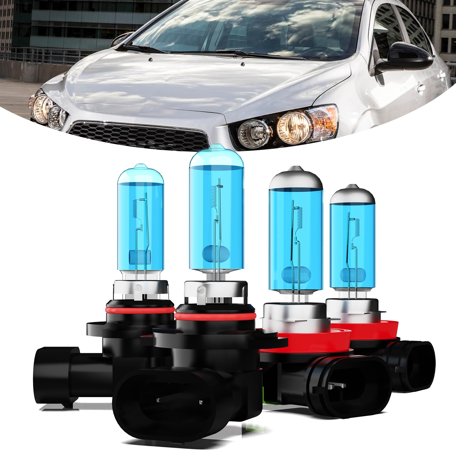 TTDBDAN Halogen Headlights Compatible with Chevrolet Chevy Sonic 2012-2016 Headlight Bulbs,9005/HB3/H10 High Beam + H11/H8/H9 Lo
