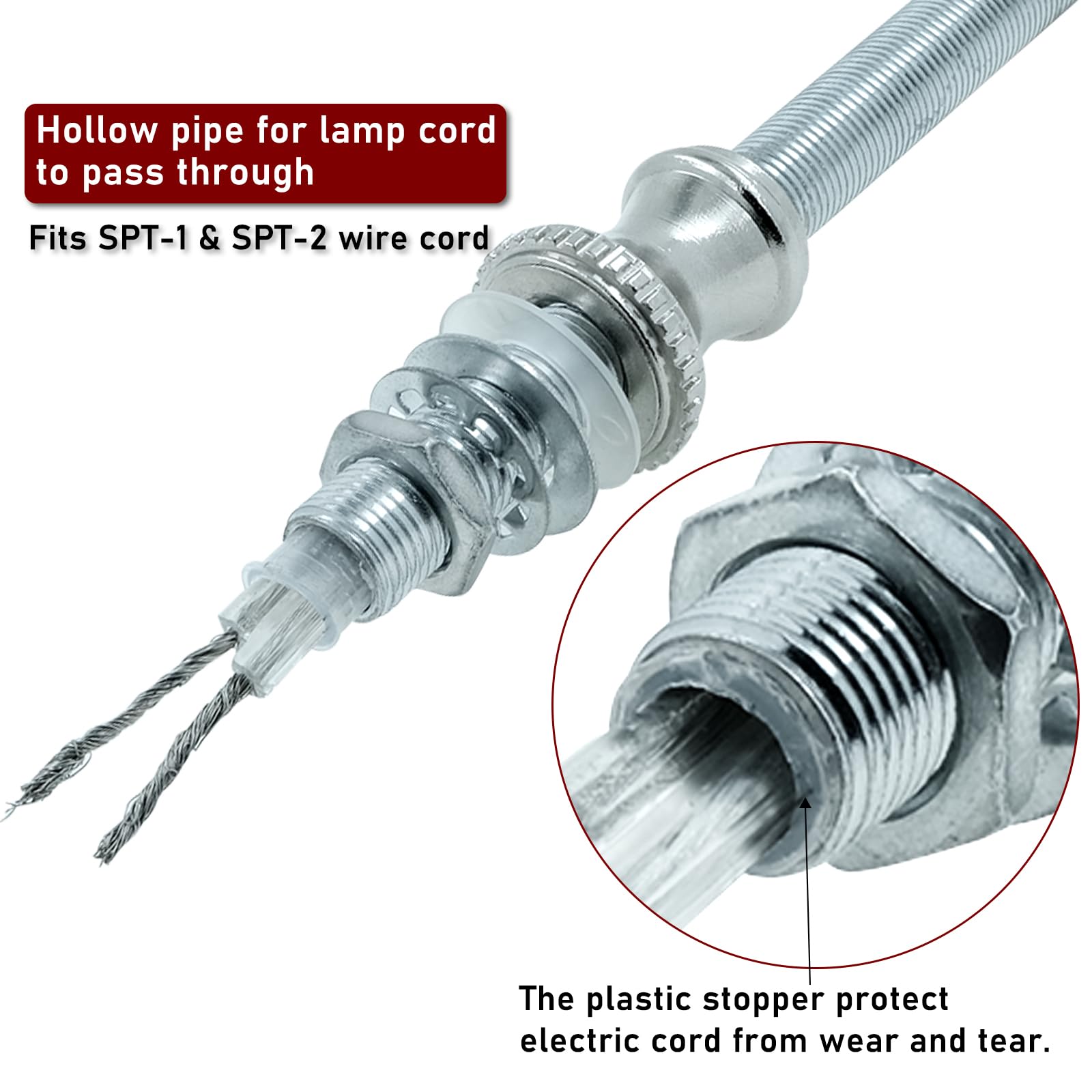 GooChan Lamp Repair Hardware Assortment Kit, Metal, Silver Color, Includes Nipples, Couplers, Switch Knobs, Washers & Nuts