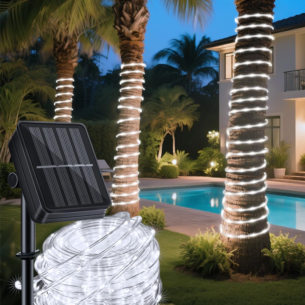 Solar Rope Lights 39Ft 100Leds,Ip65 Waterproof Outdoor String Light, Palm Tree Lights For Party Garden Yard Pathway Patio Weddin