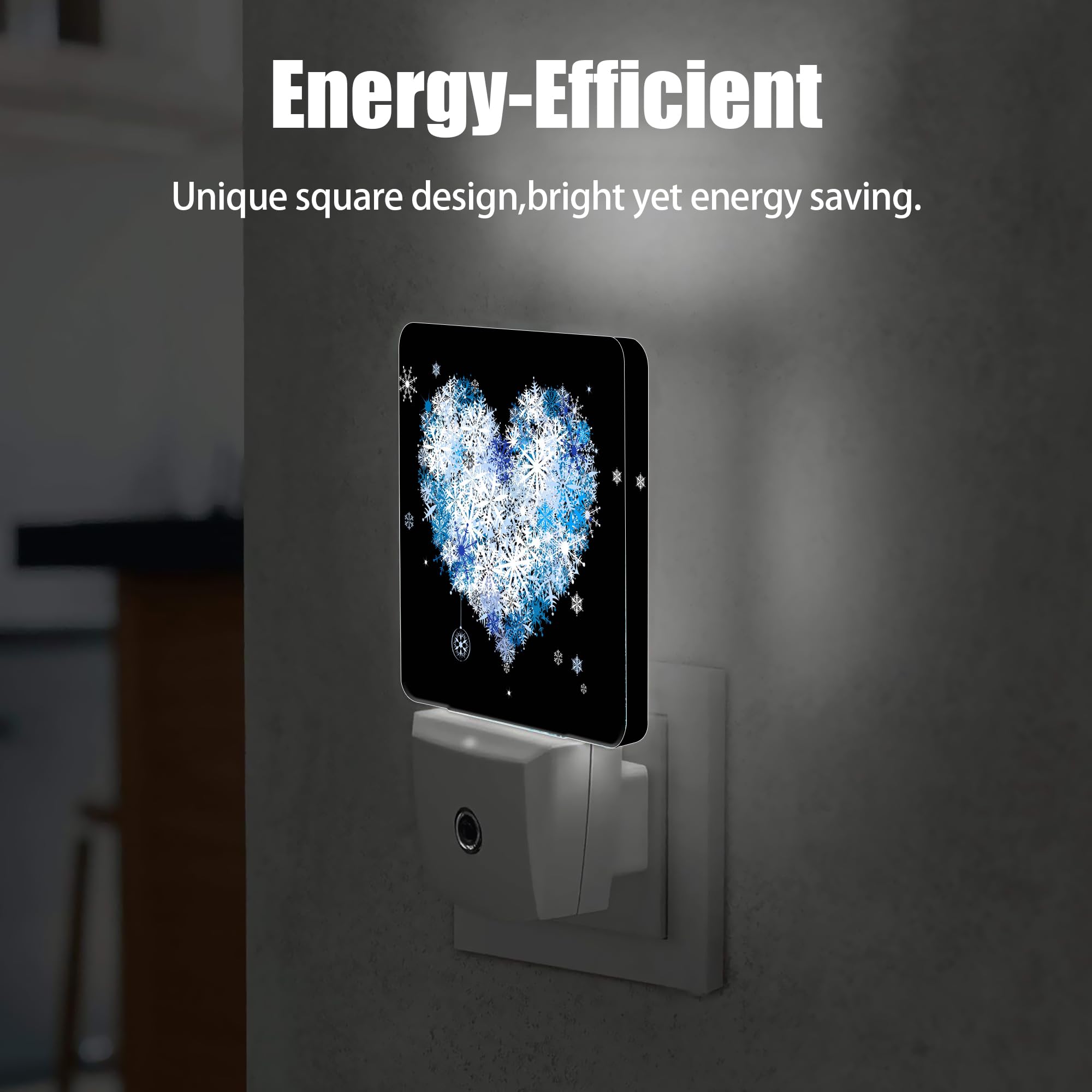 Jopowide Winter Art Hearts Dusk To Dawn Night Light, Auto Sensor Lamp Home Indoor Stairway Kitchen Corridor, Night Lights Plug I