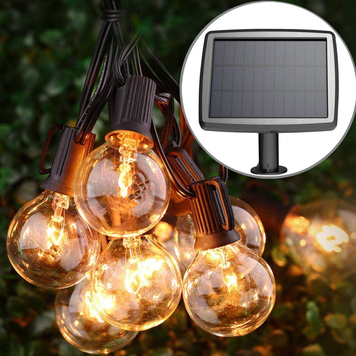 PERFECTDAY Solar String Lights, Shatterproof LED Solar String Light Outdoor G40 Umbrella Lights with 25 Bulbs - 27 Ft Patio Wate
