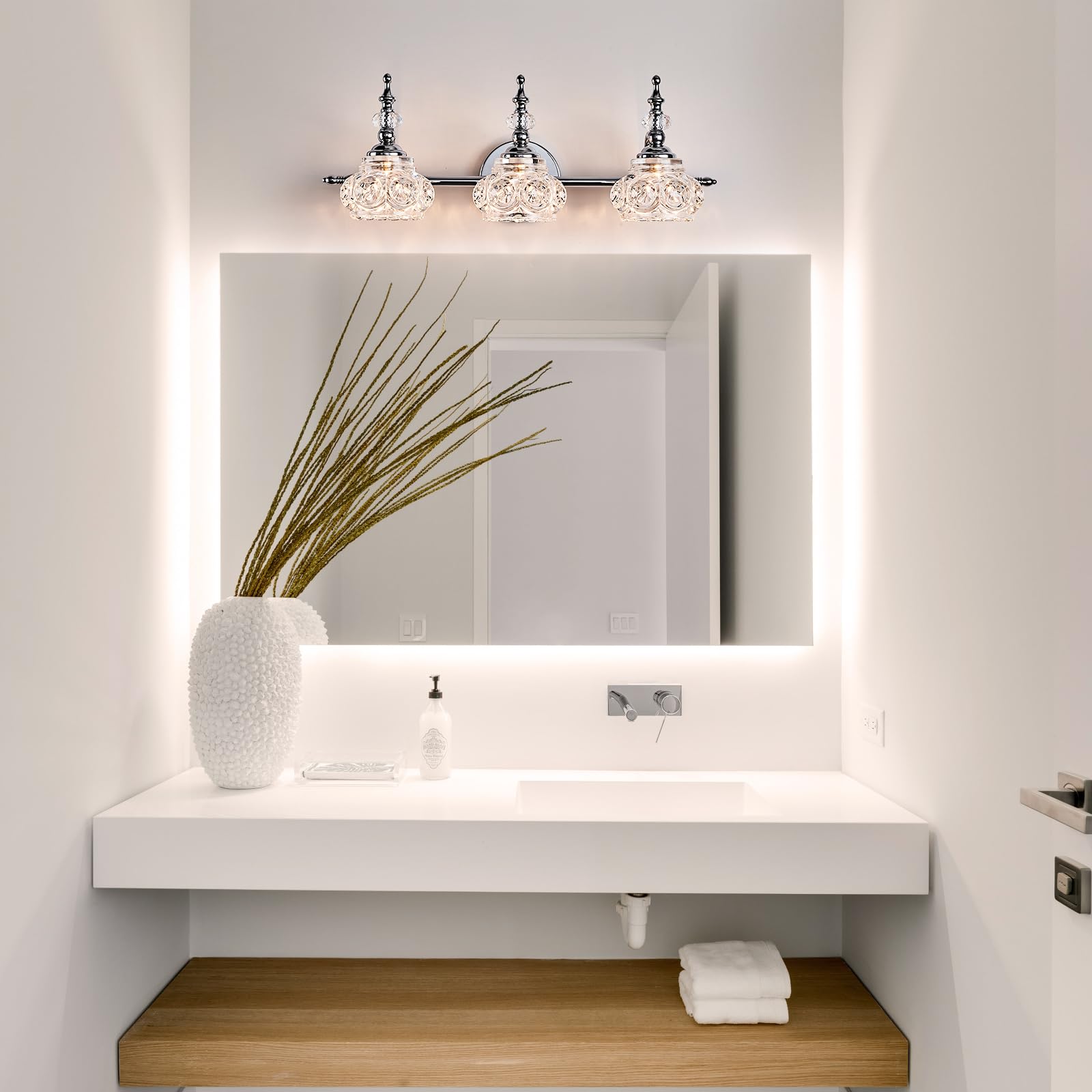 Djfhko Vanity Lights For Bathroom Vanity Light Fixtures Chrome Vanity Lights For Bathroom 3 Light Bathroom Vanity Light Fixtures