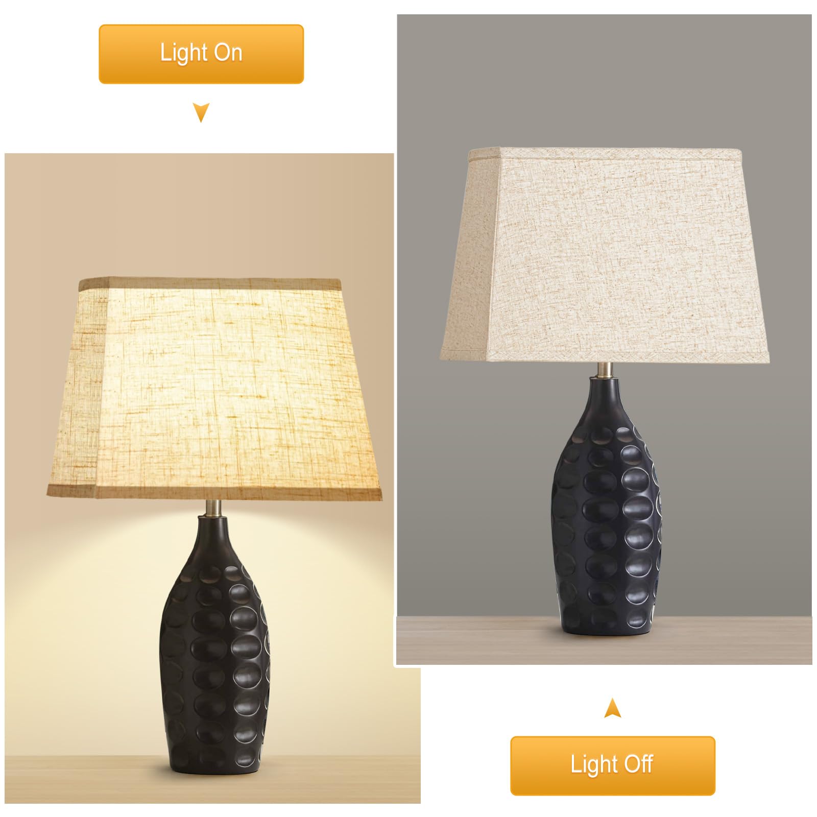 Rectangular Lampshade, Large Beige Lamp Shade, (7 X 12.5) '' X (9 X 15) '' X 9.8 '', Includes 1 Shade Bracket, 2 Adapters, Suita