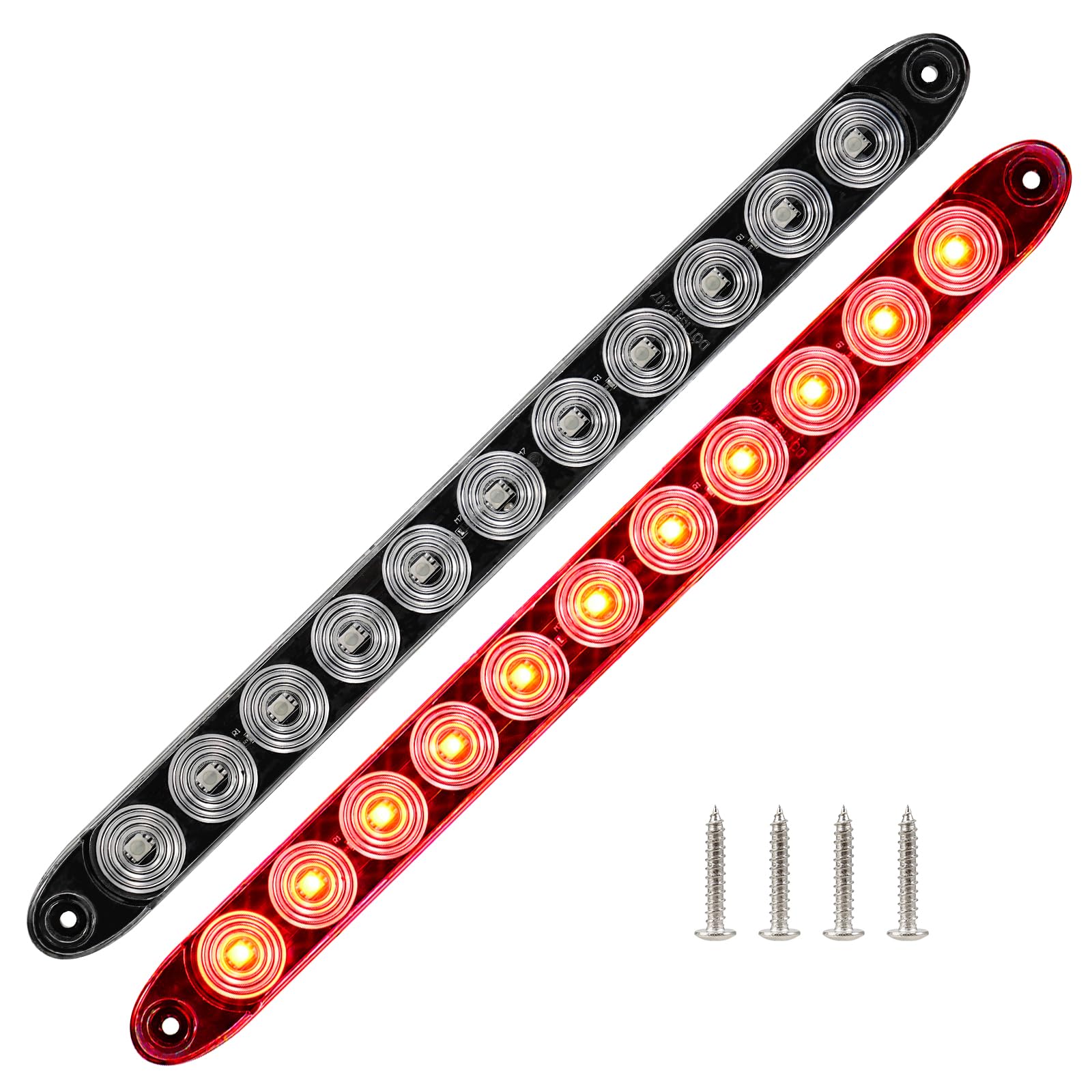 PVerandio 15.5 Red LED Trailer Light Bar Clear Lens Stop Turn Tail Lights Red Park Third 3rd Brake Light Truck Trailer Marker Id
