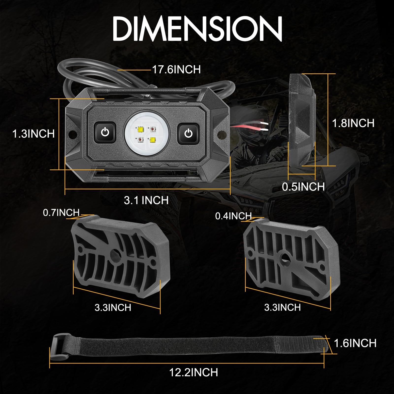 Utv Interior Dome Lights 12V Wired  Rfroad Lighting Led Dome Lights Universal Roll Bar Mount Led Light Utility Roll Cage Light For Utv Atv Rzr Can-Am Truck Golf Cart Sxs Cab - White/Red 2 Pack