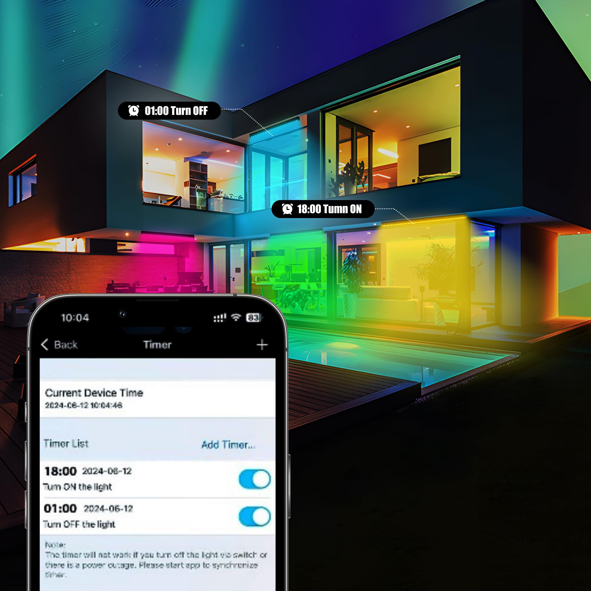 Yasotek 180W RGBCW Smart Wall Washer Light - Dimmable, APP & RF Remote Control, Adjustable RGB & White Color for Indoor/Outdoor Use