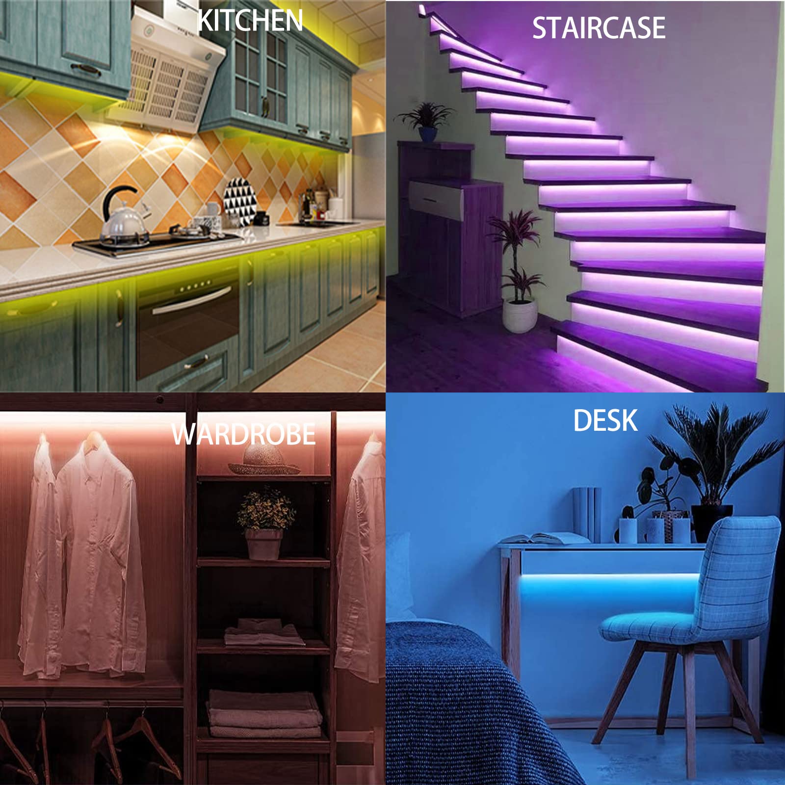 Motion Activated Under Bed Lights,9.8Ft Motion Sensor Led Light Strip With Remote Control,5050 Rgb Led Night Lights With Automatic Shut Off Timer For Indoor,Bed,Wardrobe, Cabinet,Corridor,Stair Decor