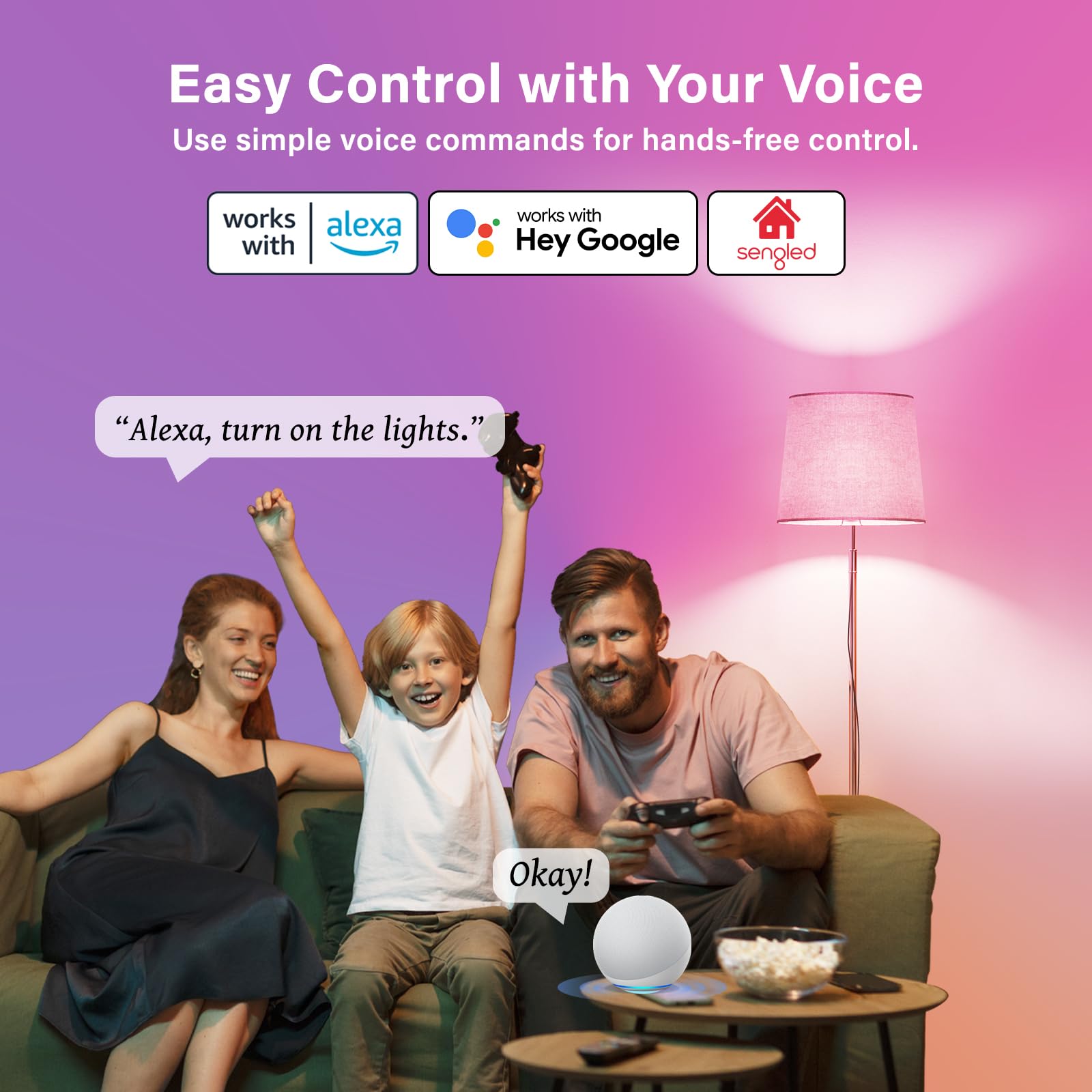 Sengled G2 Smart Light Bulbs That Compatible With Alexa & Google Assistant, Wi-Fi & Bluetooth Led Light Bulbs Dimmable, Led Bulb