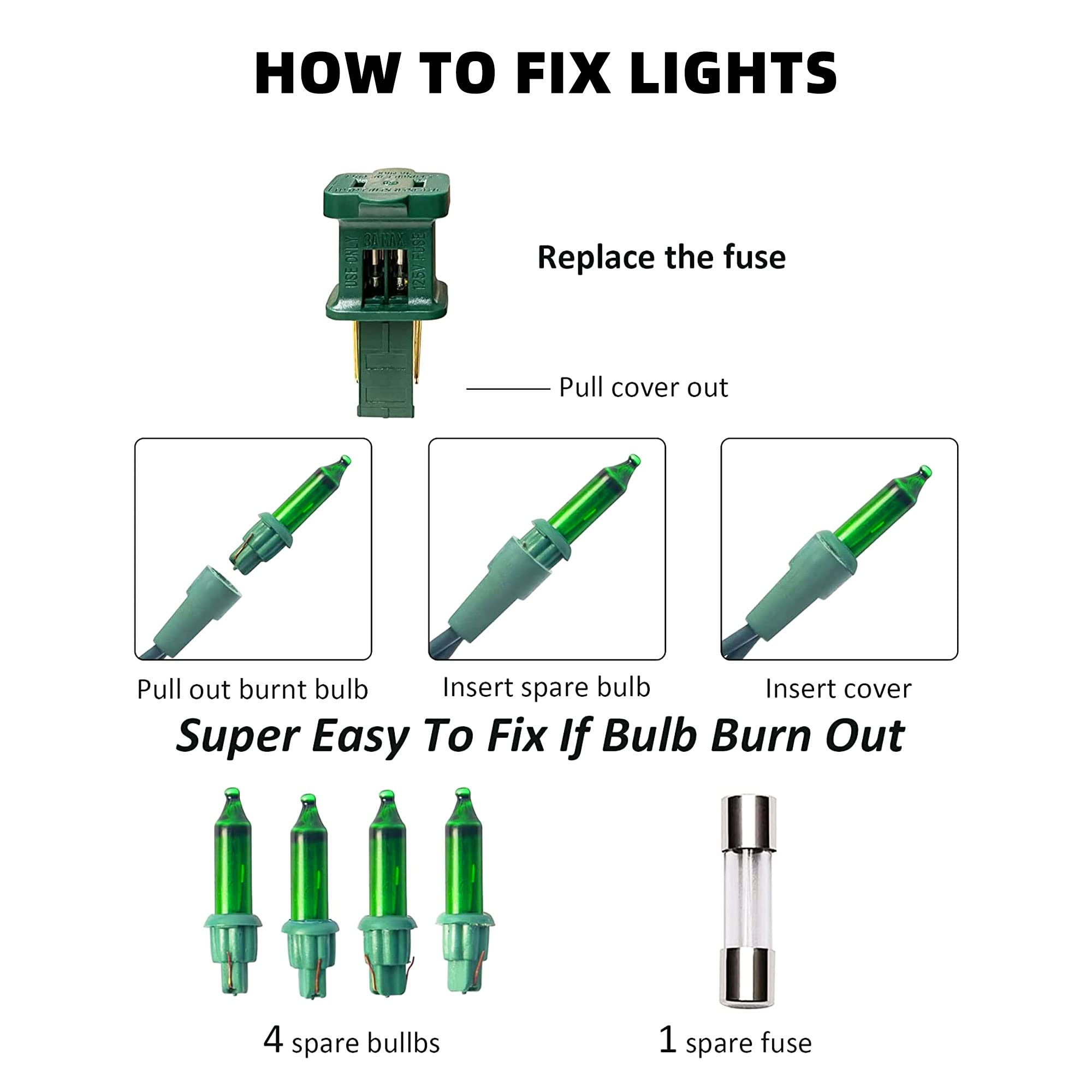 Green Christmas Lights, 2 Pack Total 40Ft 200 Count Incandescent Christmas Mini String Lights, Waterproof St. Patrick'S Day Deco