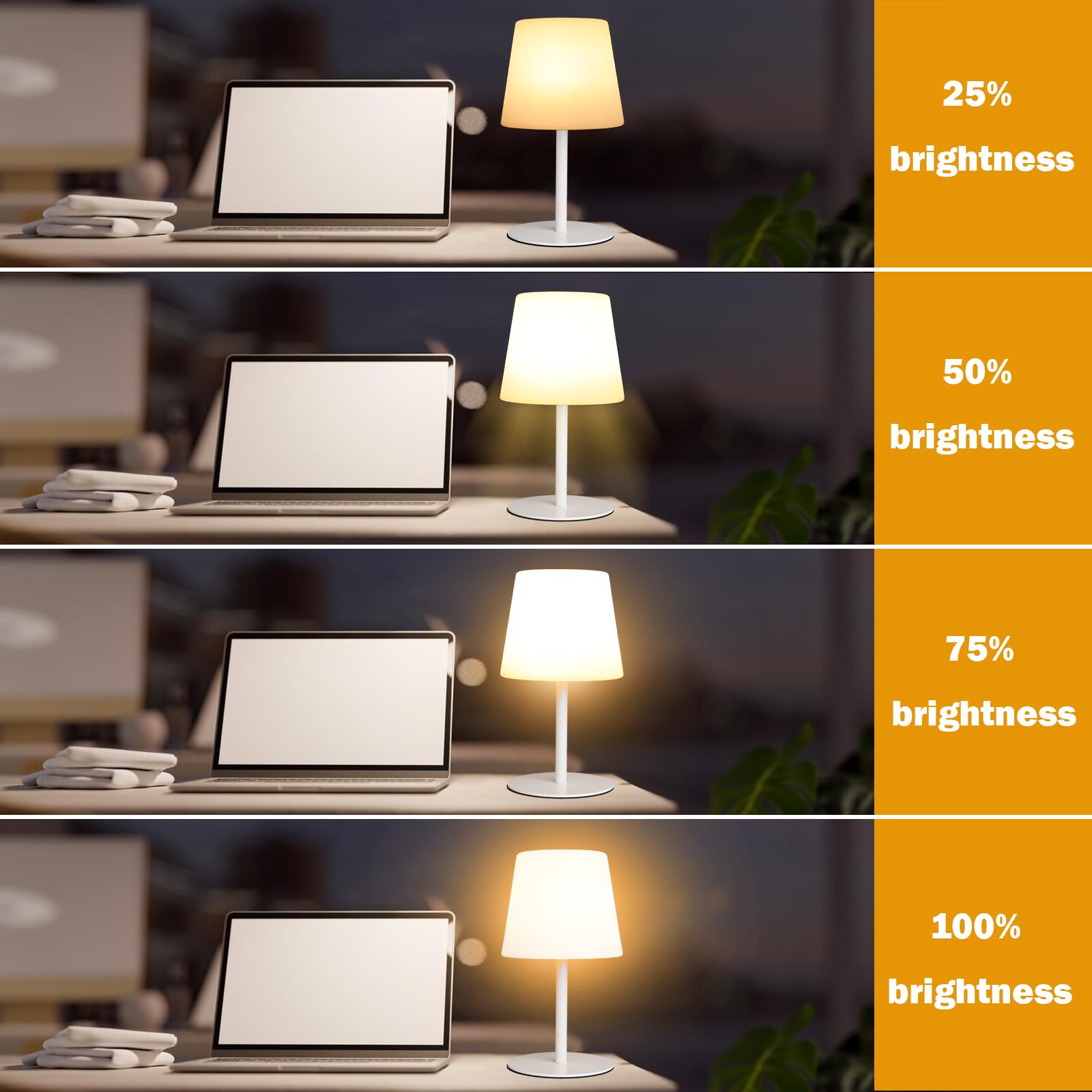 Wonder Solar Cordless Table Lamp, Rechargeabl Outdoor Battery Table Lamp Shower Waterproof Bedroom Lamps 15.6'', Small Bedside L