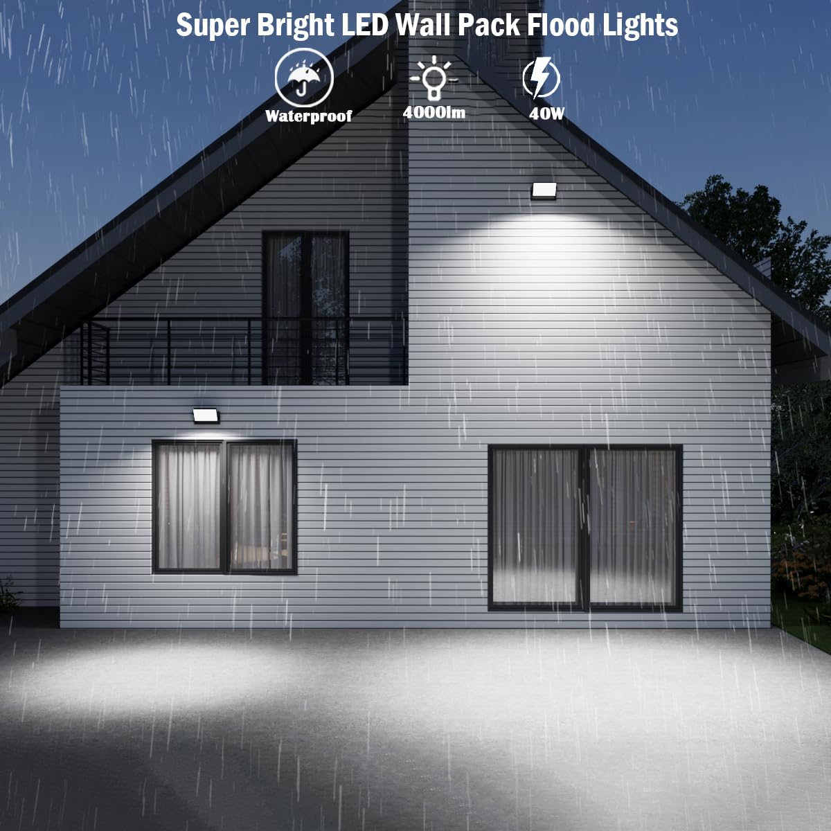 rosykite 40W LED Wall Pack Lights with Motion Sensor, 3CCT Selectable, Black, Model ROS-1856-40-2 Pack for Outdoor Use
