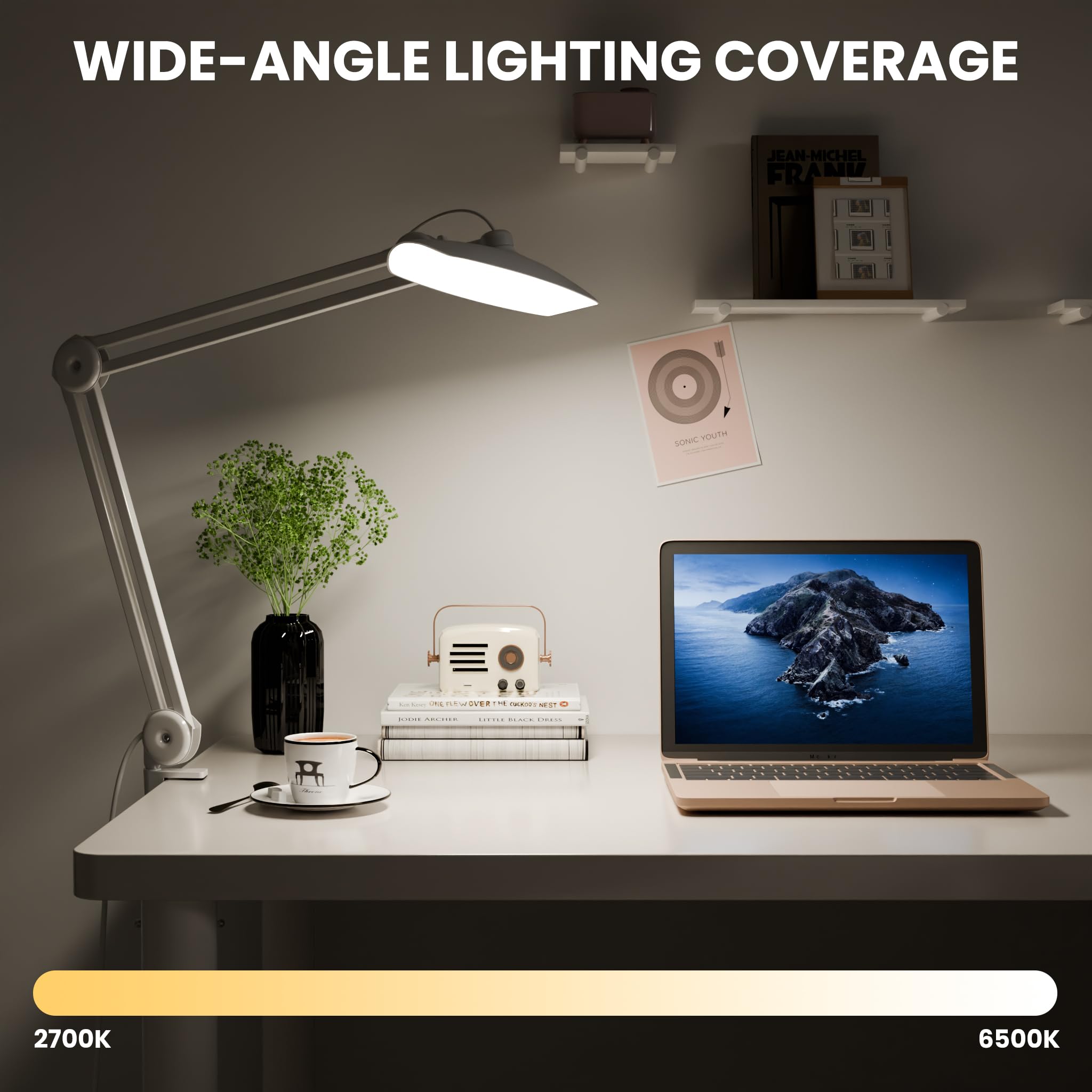 gelpal Adjustable LED Desk Lamp - 3000 Lumens, Dimmable, Milk White, Model YHL-777, Ideal for Office & Crafts
