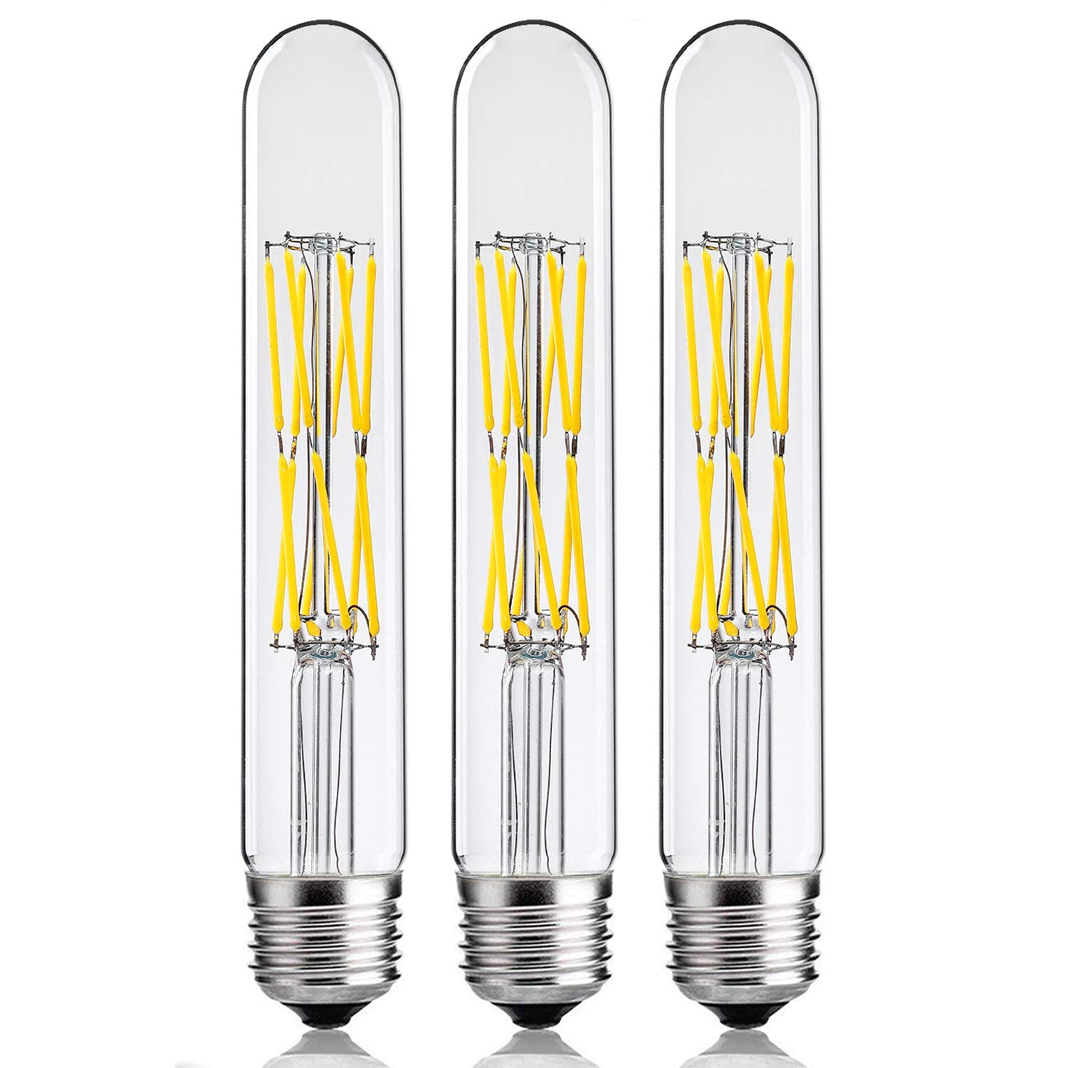 Leools 12W Dimmable Edison Led Tubular Bulb T10/T30,E26 Medium Base Filament Lamp 100 Watt Equivalent 4000K Daylight Glow,Vintag