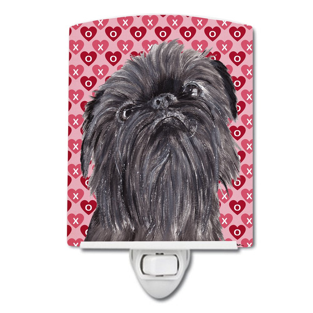 Caroline'S Treasures Sc9559Cnl Brussels Griffon Hearts And Love Ceramic Night Light Compact, Ul-Certified, Ideal For Bedroom, Bathroom, Nursery, Hallway, Kitchen, 6X4X3, Multicolor