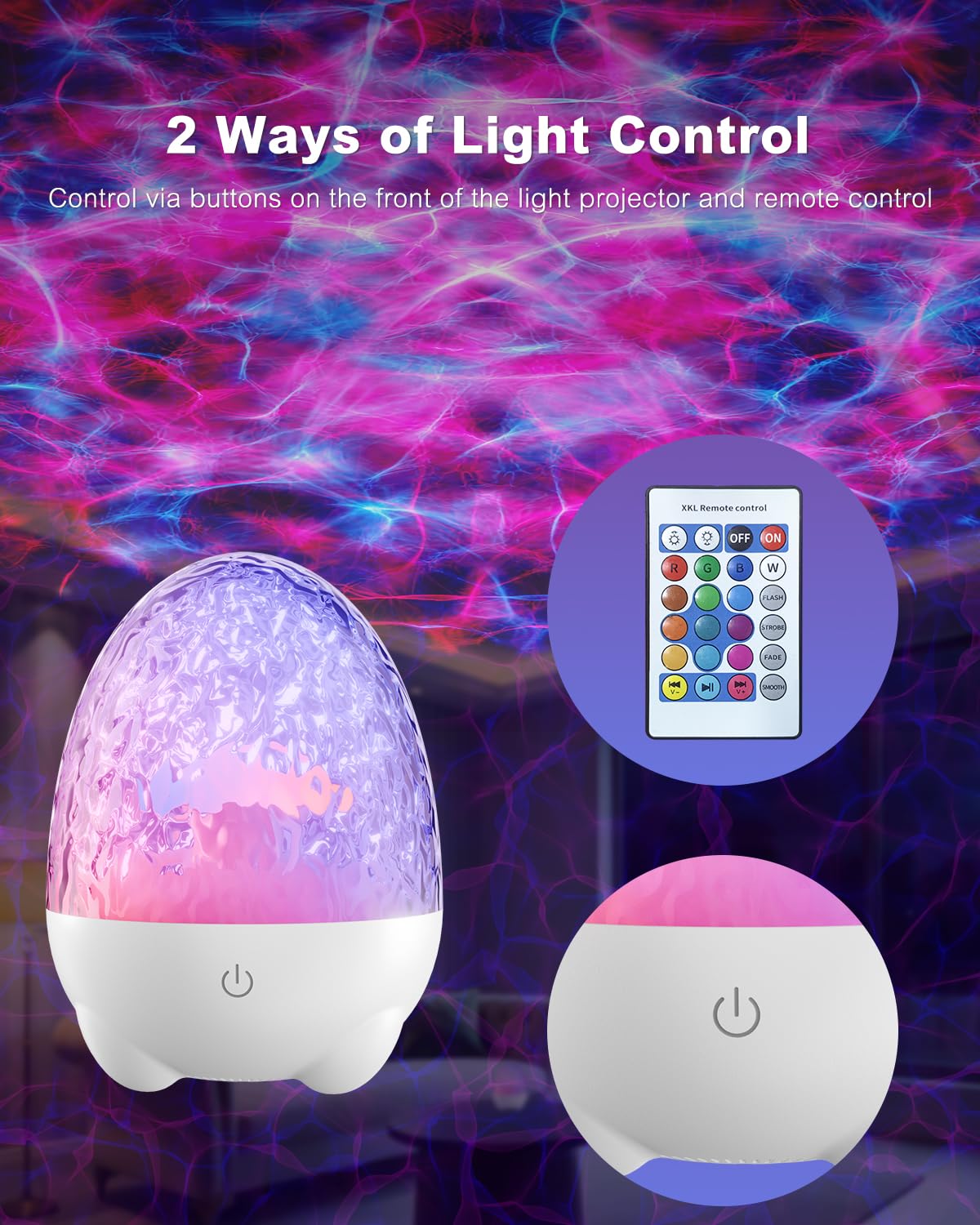 Northern Lights Projector, 17 Colors RGB Aurora Night Light Projector with Bluetooth Speaker, Dimmable Ocean Wave Projector with