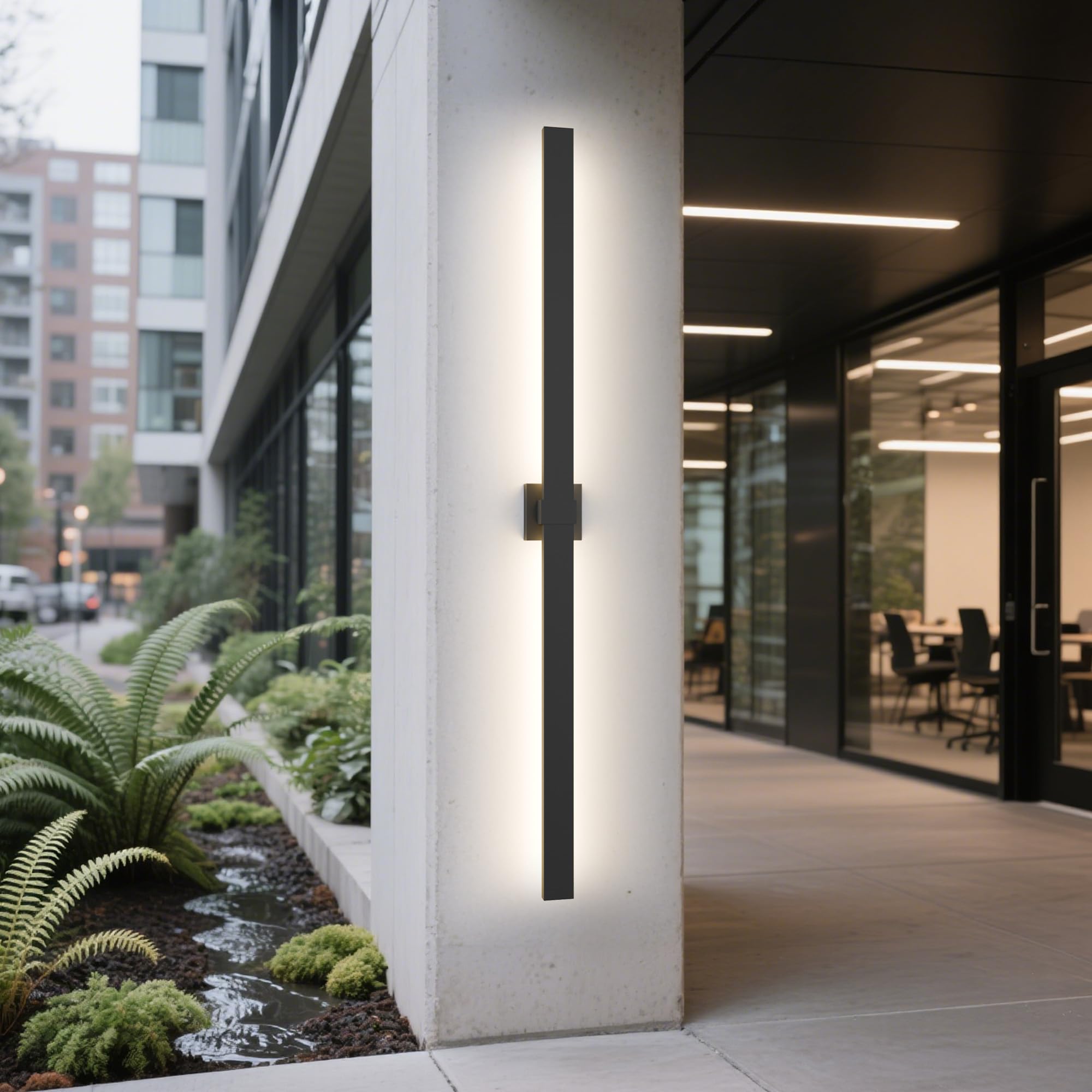 Lamqee 62.9 In Aluminum Long Outdoor Wall Lights  3000K 2200Lm Led Waterproof Ip65  Modern Exterior Lighting Fixture Linear Outdoor Sconce Wall Mount Outside Lighting For House Porch Patio Garage Door
