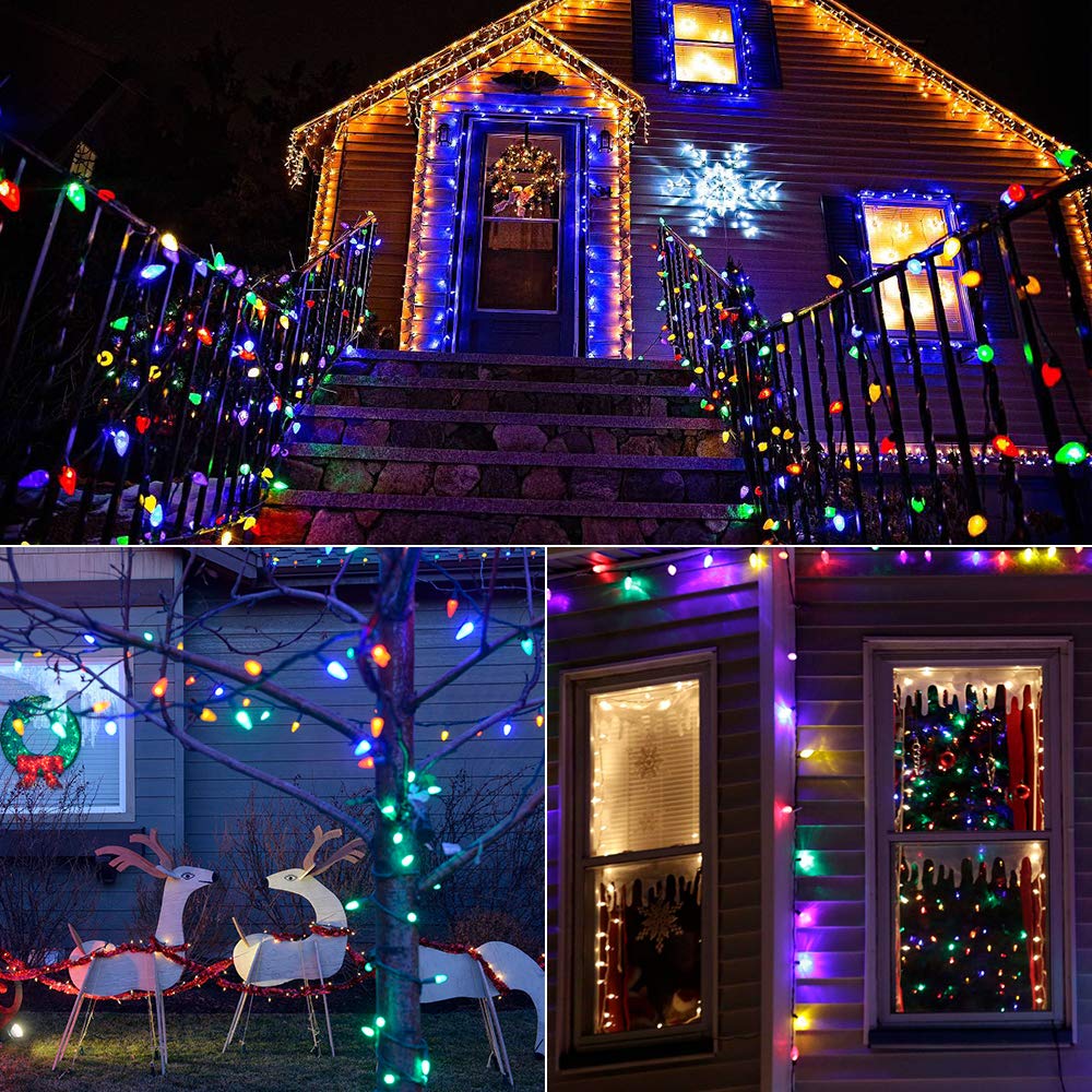 Brizled Christmas Lights Multicolor 16FT 25 LED Outdoor Waterproof C9 String Lights Model HHGDHLLY007