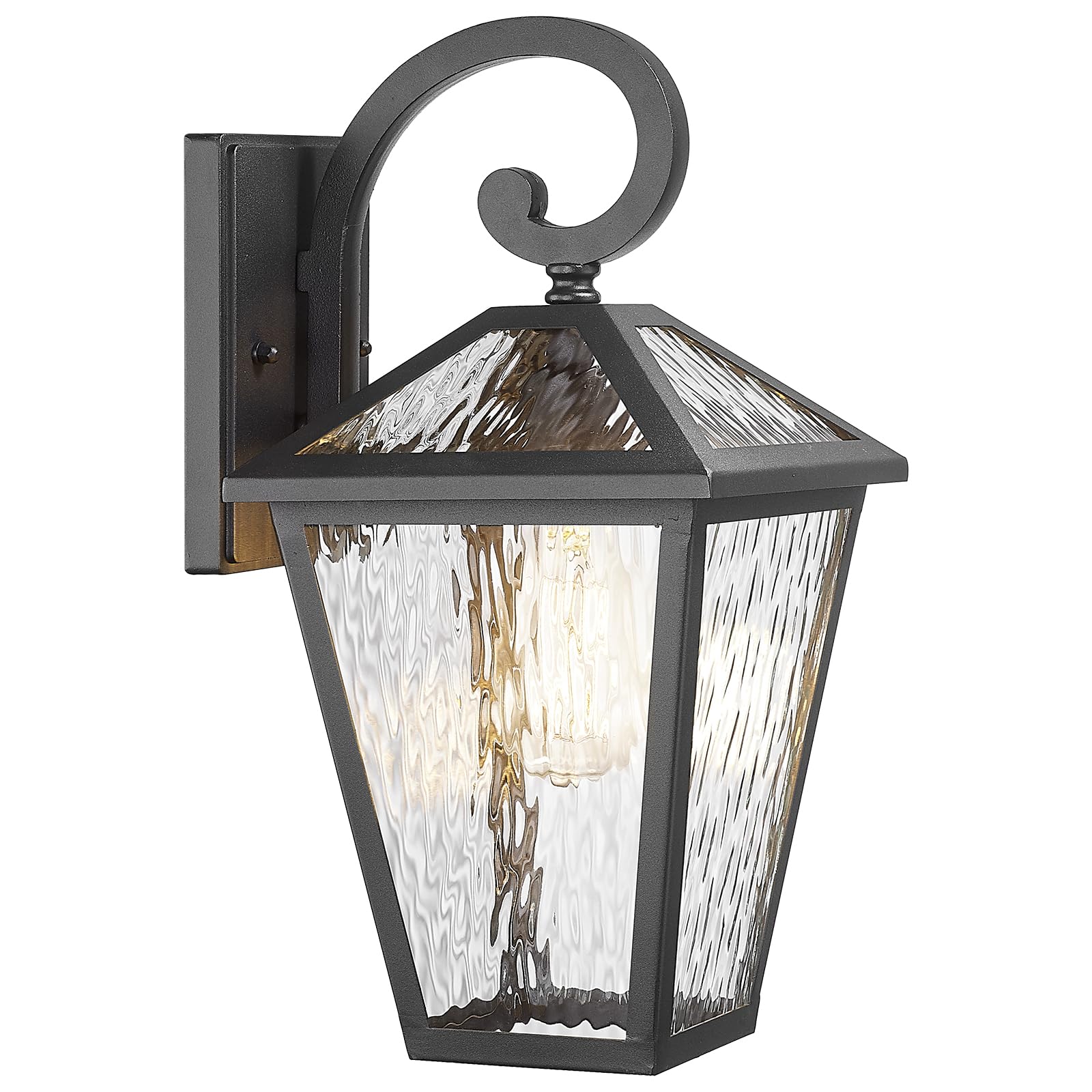 Luminzone Outdoor Wall Lantern, Waterproof Wall Sconce Fixture, Medium Size, Matte Black, Model 7H1B-M WH