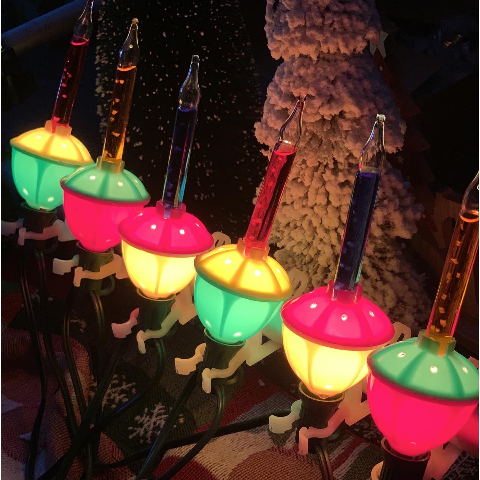 Romasaty Christmas Bubble Lights - 4 Pack Multi-Color C7/E12 Candelabra Base Holiday Decoration