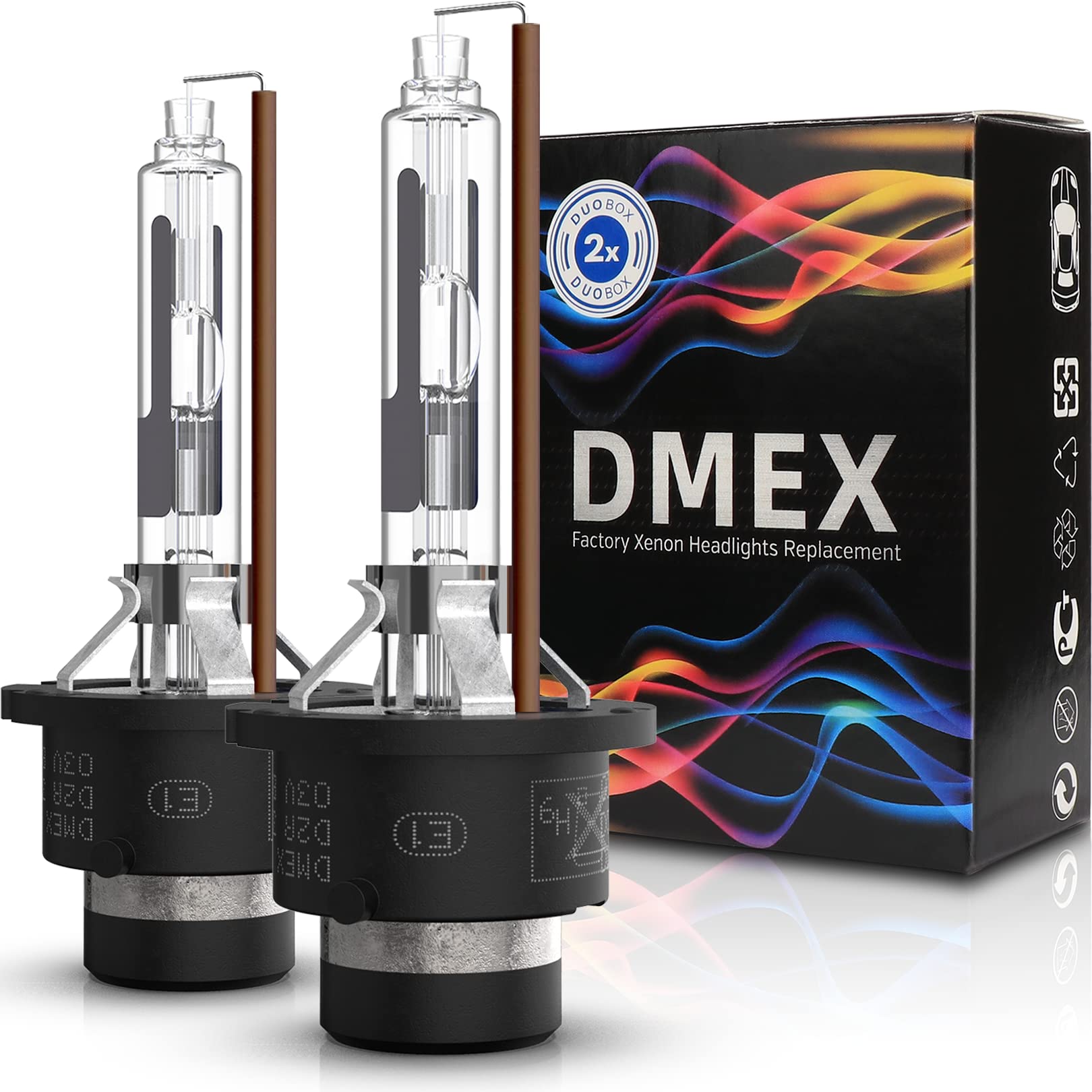 DMEX D2R HID Headlight Bulbs 35W 4300K Warm White Glass Replacement - 2pcs
