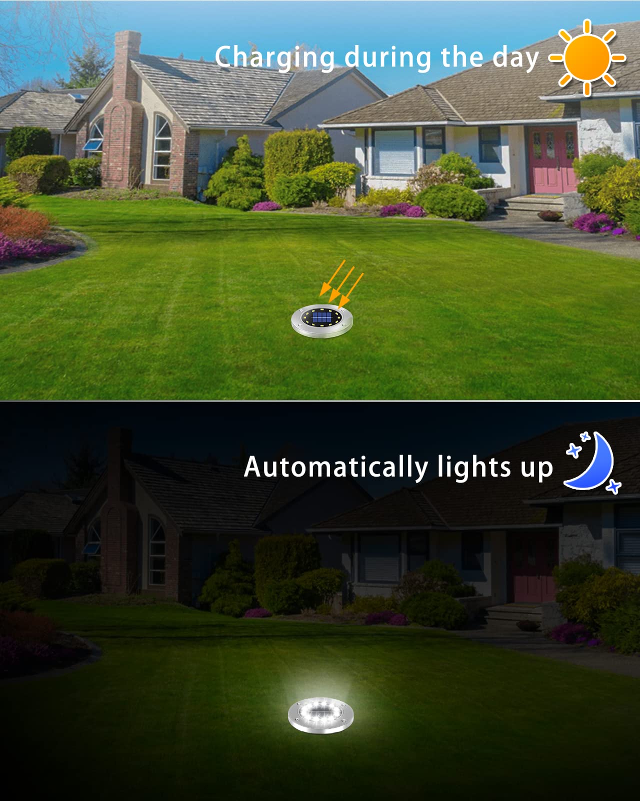 Coroor Solar Ground Lights, 12 Led Waterproof Garden Lights Outdoor Bright In-Ground, Solar Disk Lights Outdoor Decorations For