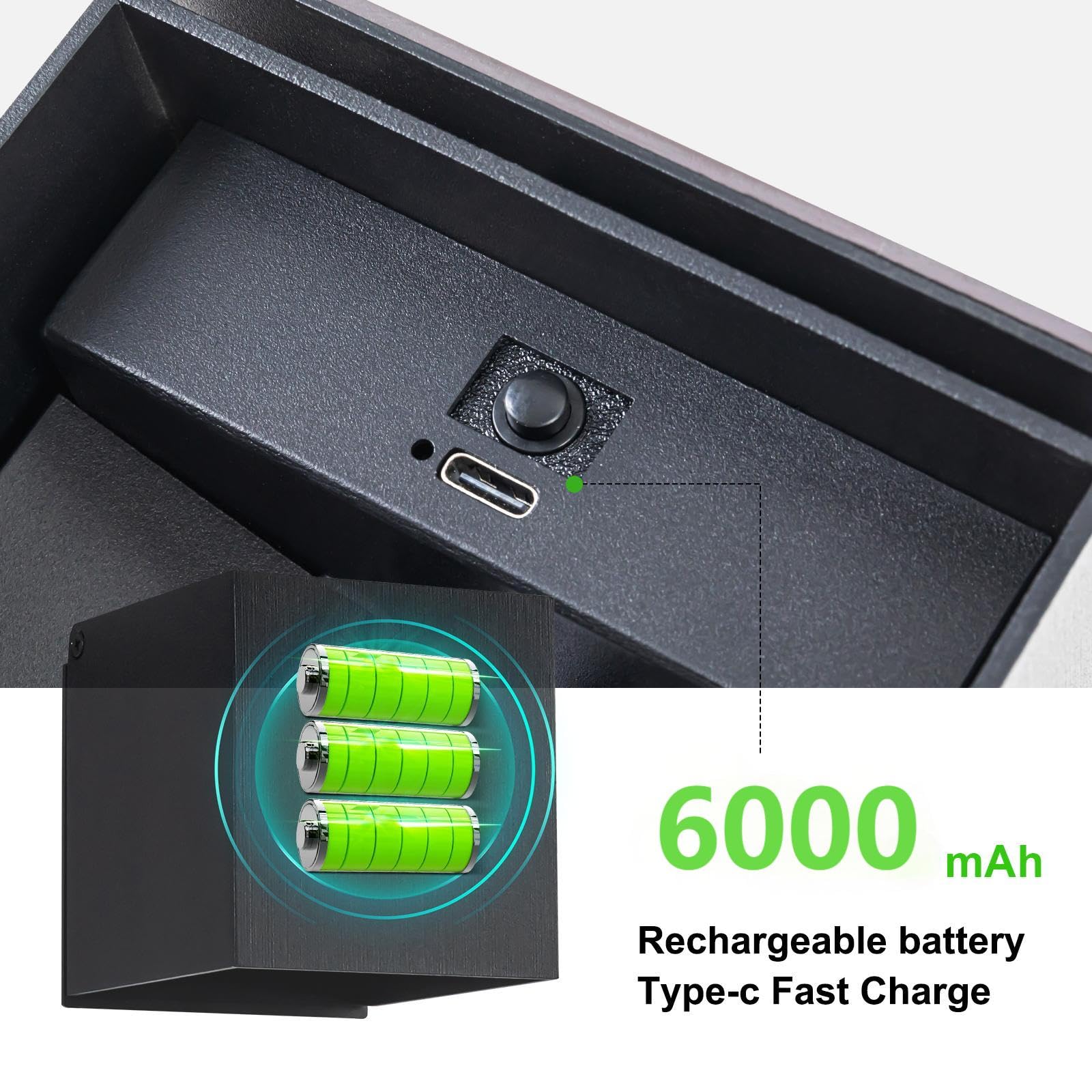 SURPALIG LED Wall Light, RGB 16 Colors, Battery Operated, Dimmable, Remote Control, 6000mAh, Black, 1PCS