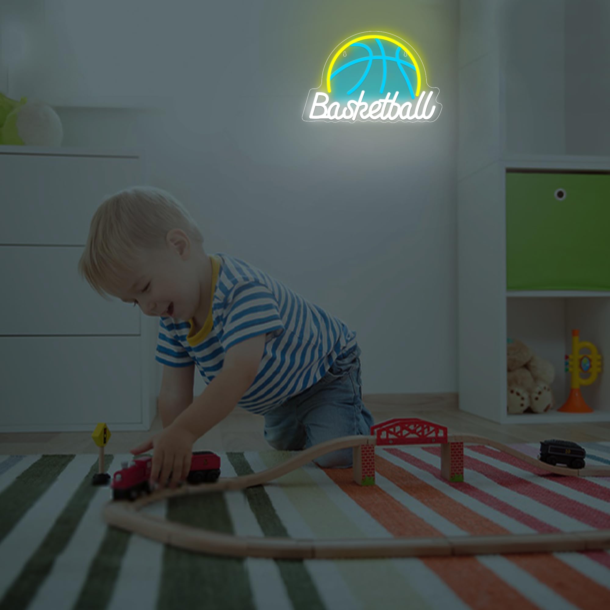 Neon Basketball Sign & Night Light for Bedroom Decor - Basketball Gift for Teen Boys & Men Lovers