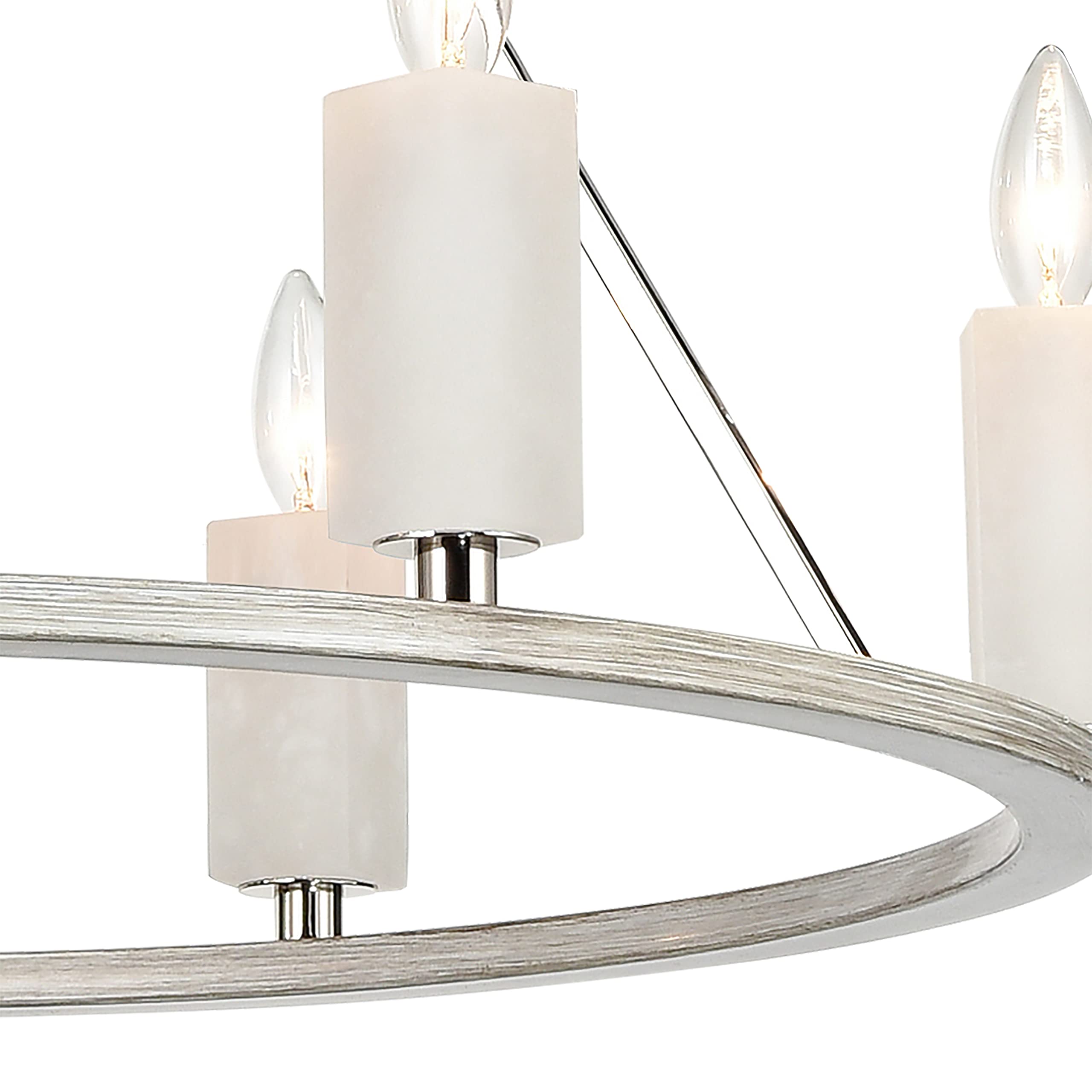 Elk Home 6-Light Chandelier In Polished Nickel, 30-Inch Wide, Modern Design