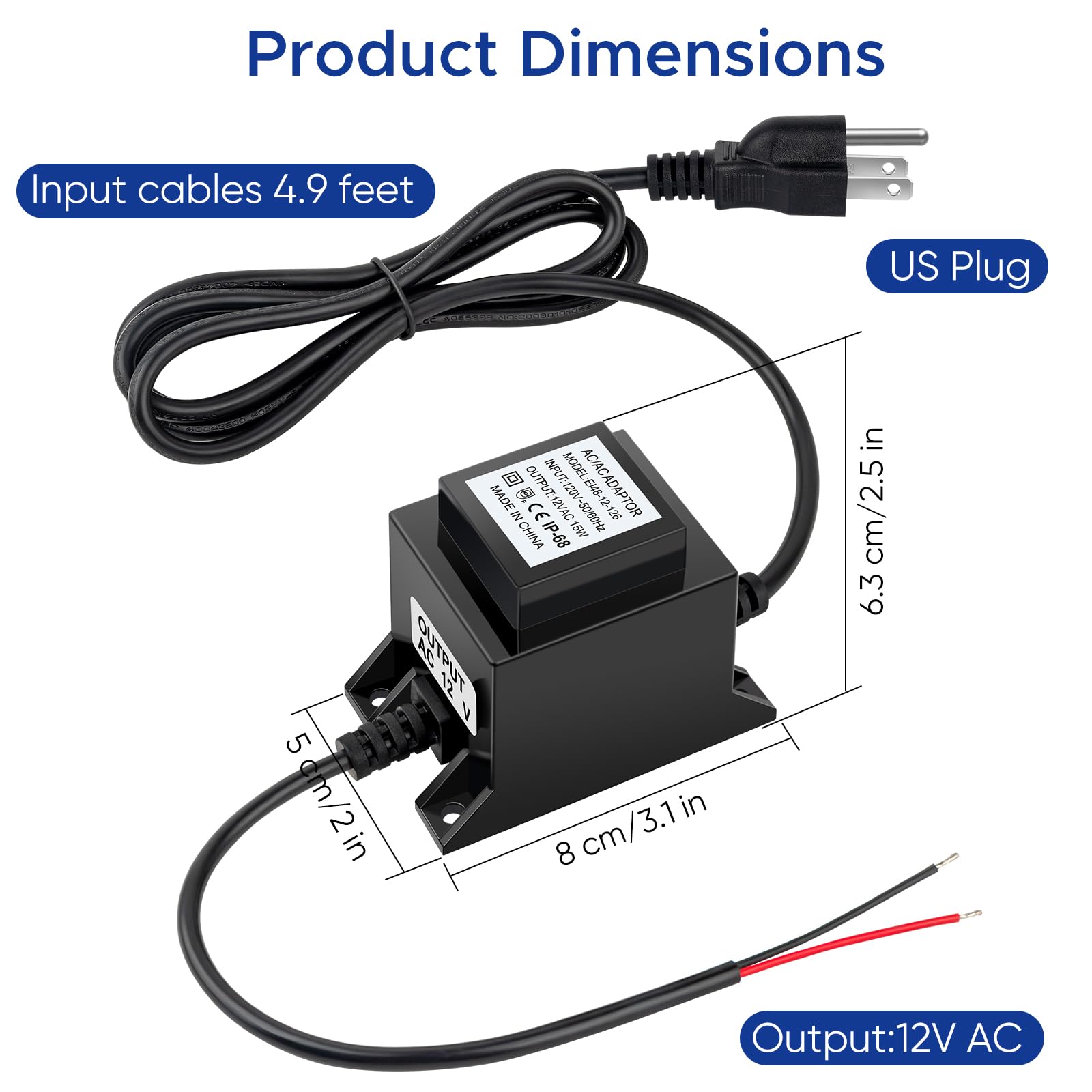 Karyoosi Low Voltage Landscape Transformer, Outdoor Low Voltage Transformer 110/120V Ac To Ac 12V 1.26A 15W, Power Supply Waterp