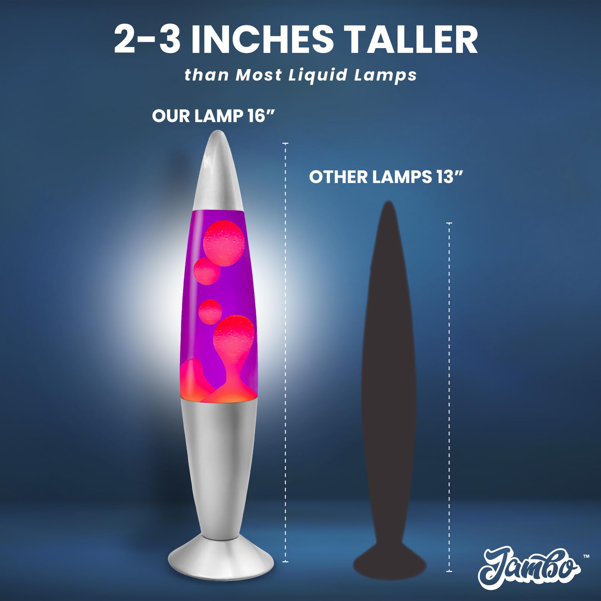 Jambo 16-Inch Liquid Lamp | Silver Base, Purple Liquid, Pink Wax | Model 55000