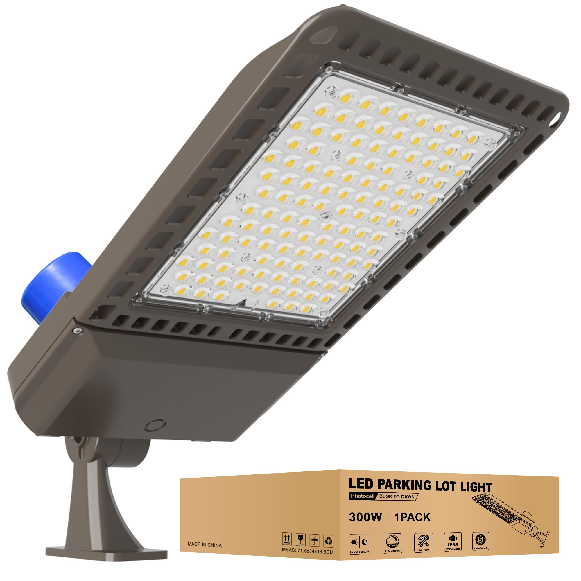 Jc-Lgl Led Parking Lot Light 300W, Led Shoebox Light 42000Lm 5000K Daylight, Ip65 Waterproof Dusk To Dawn Parking Lot Light With Arm, Outdoor Dimmable Area Light For Parking Lot Sports Stadium