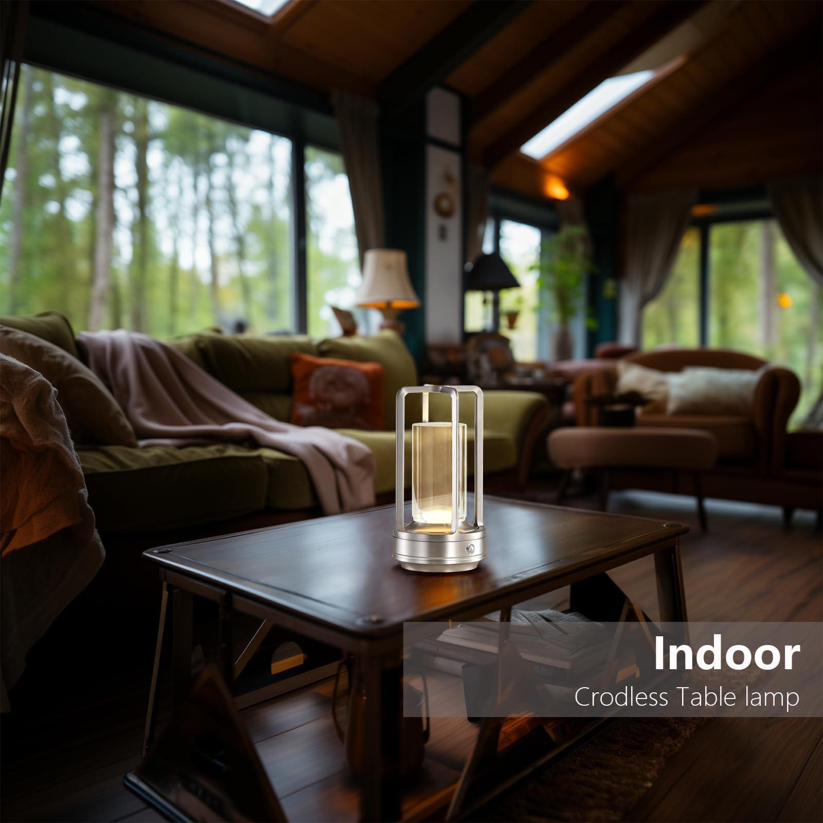 Portable Metal Table Lamp,Rechargeable Cordless Led Lamp For Indoor Outdoor, 3 Colour 4000Ma Infinitely Dimming Battery Powered