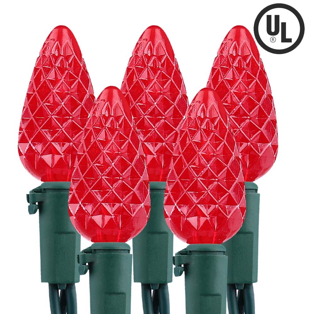 Brizled C5 LED Red Christmas Lights, 100 LED, 33ft, UL Certified, Connectable for Indoor/Outdoor Decoration
