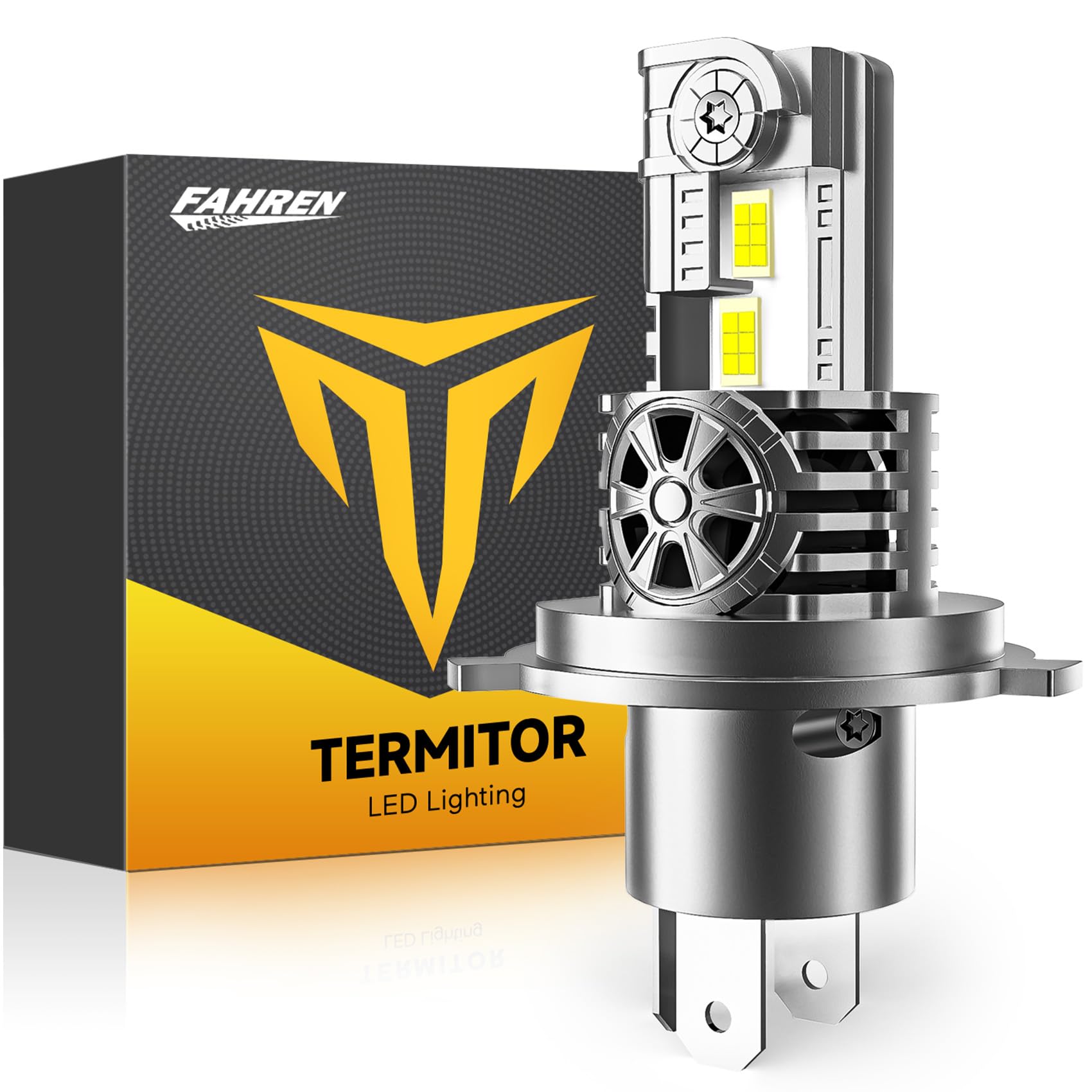 Termitor H4/9003/HB2 Motorcycle Bulb, 18000LM, 6500K Cool White, 1:1 Halogen Size, Long Life, Pack of 1