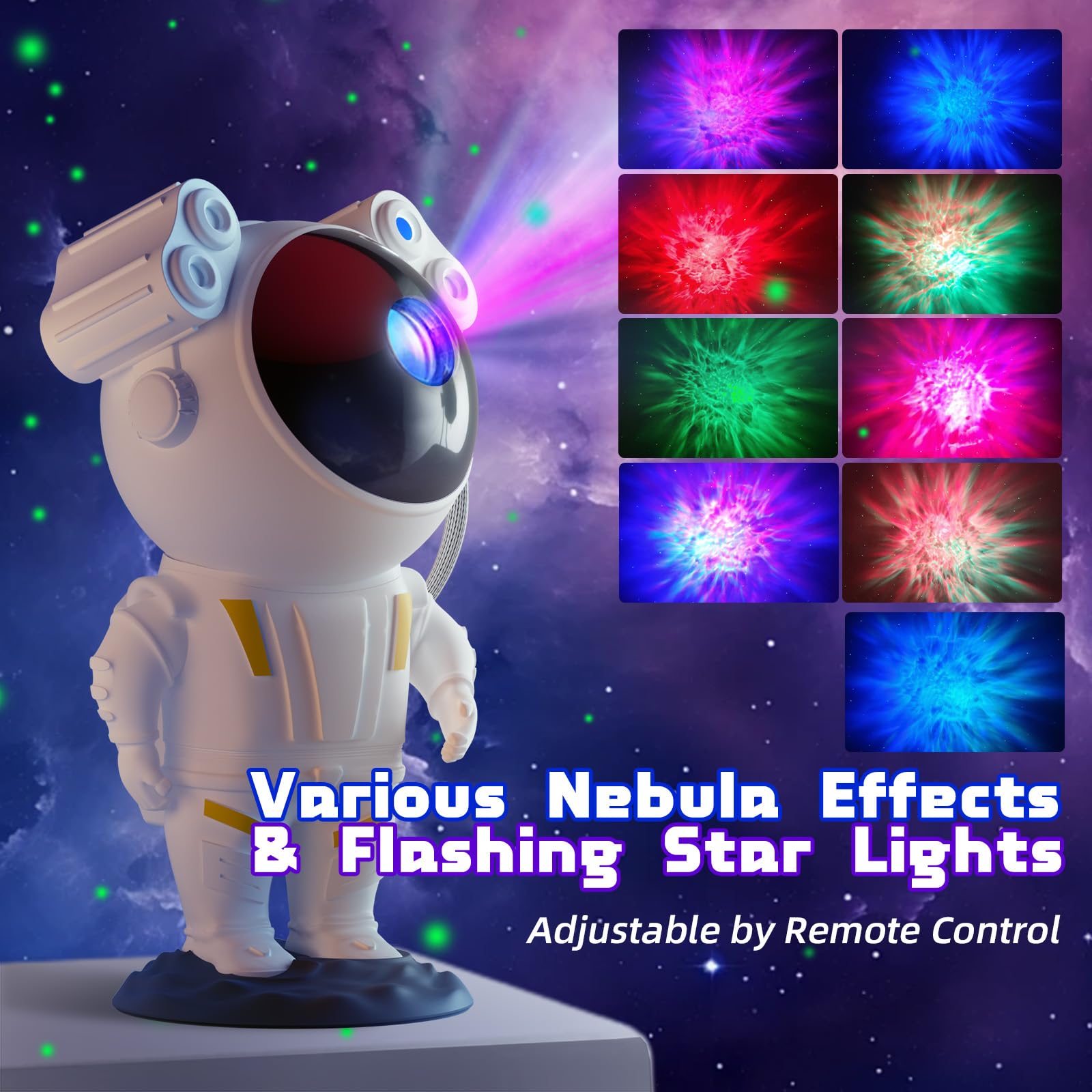 Kathluce Galaxy Projector - Astronaut Nebula Night Light, Remote Control & 360° Rotation, Silver