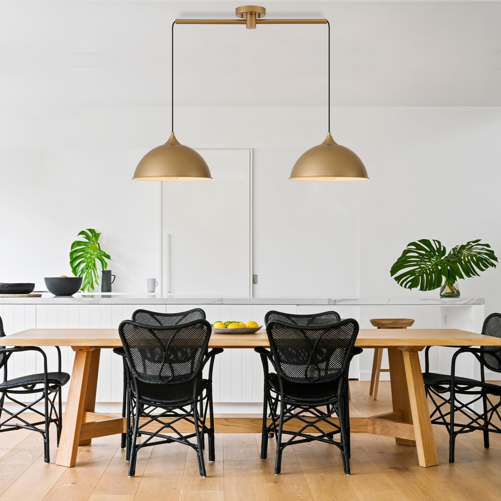 Miaybph Pendant Lights Kitchen Island, 2-Pack Dome Pendant Light Gold And White Light Fixtures Industrial Vintage Hanging Pendan