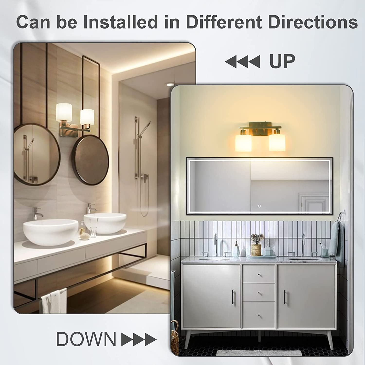 Dekang Bathroom Vanity Light Fixture Over Mirror With Brushed Nickel, Modern 2-Light Wall Sconces Lighting For Bedroom,Living Ro