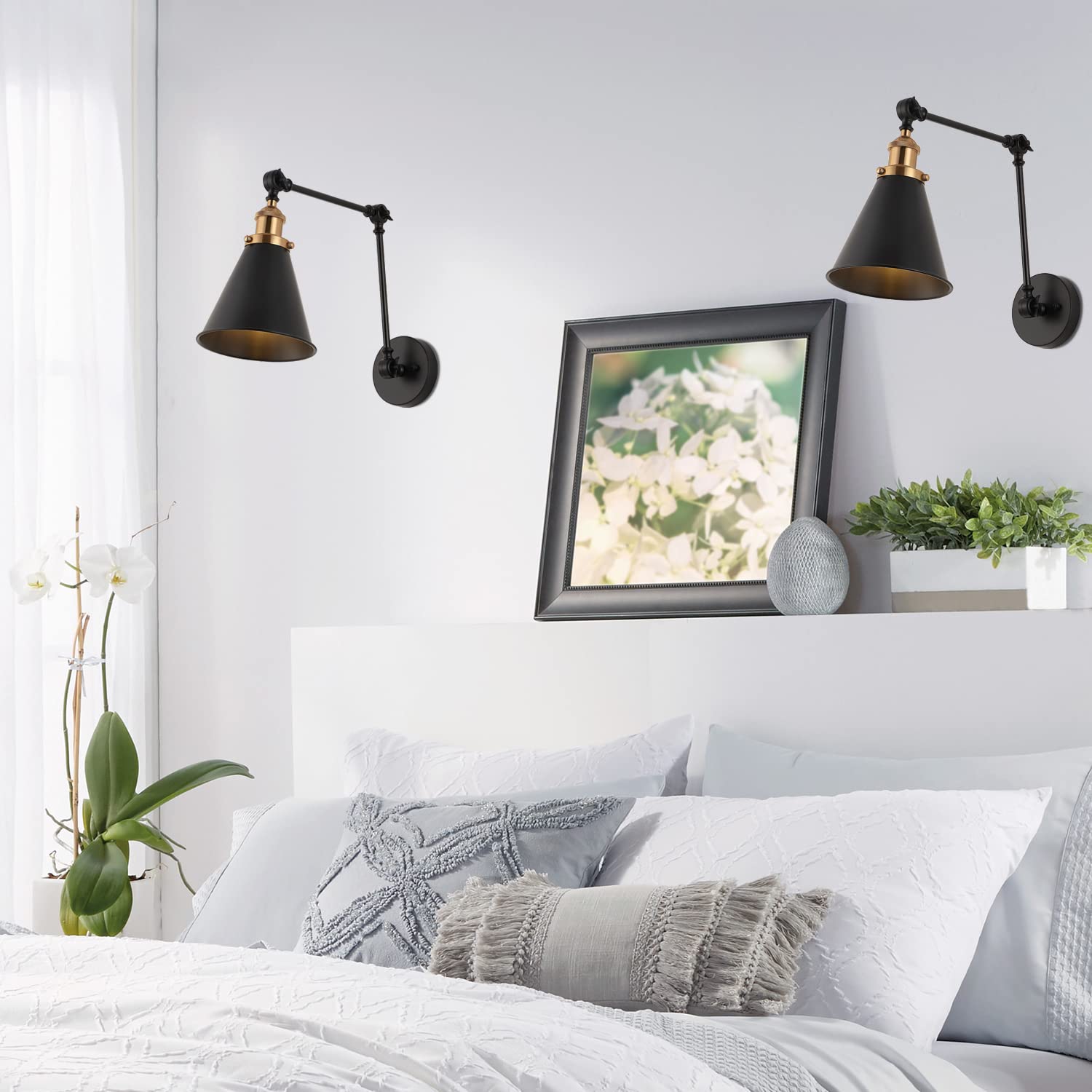 Jonathan Y Jyl7462A-Set2 Rover 7'' Farmhouse Industrial Adjustable Arm Metal Led Wall Sconce Rustic Bohemian 2700K 4W Bulb For E