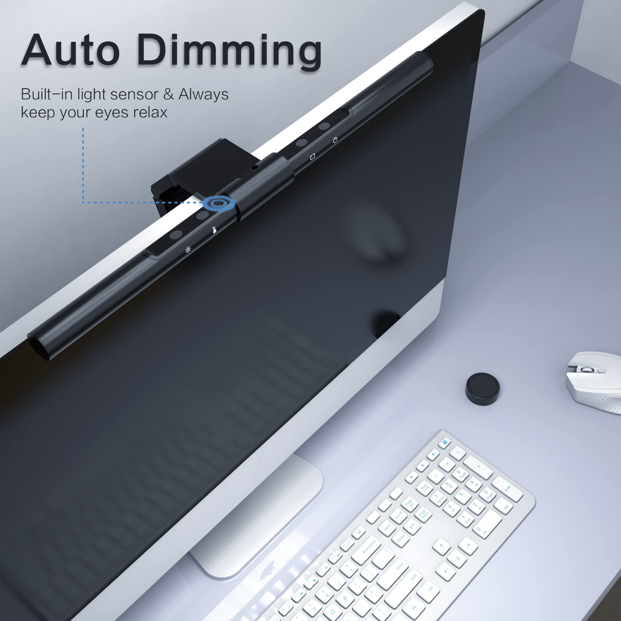 Melifo Monitor Light Bar With Remote Control, Light Bar With Auto-Dimming,No Screen Glare Monitor Desk Lamp For Work And Office