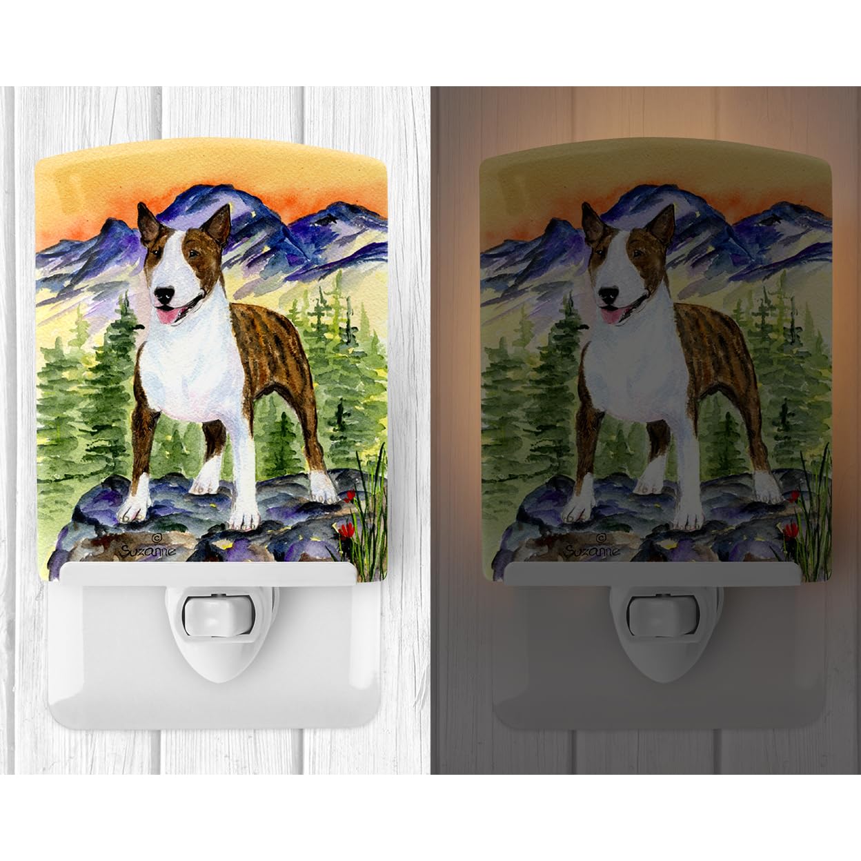 Carolines Treasures Bull Terrier Ceramic Night Light, UL-Certified, 6x4x3in, Multicolor, Model SS8167CNL