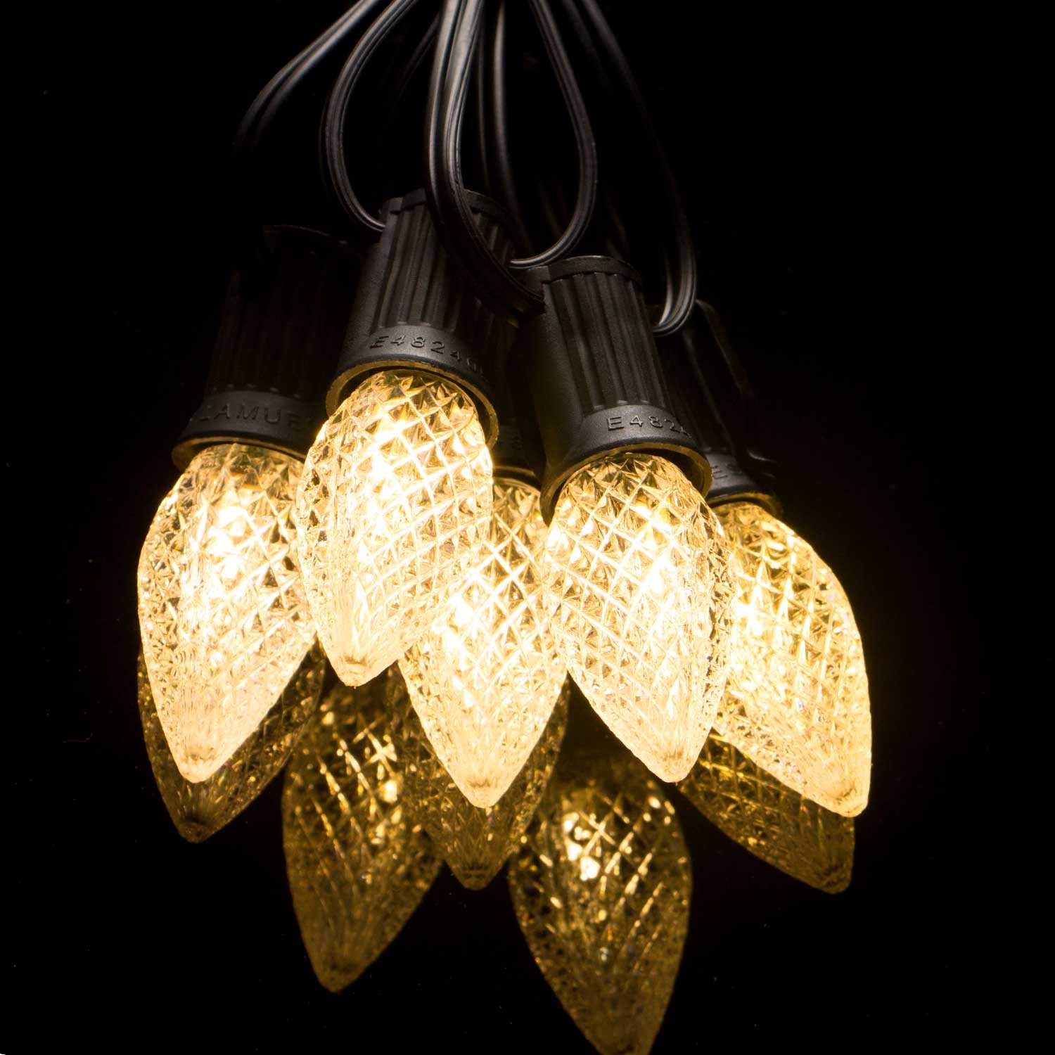 25 Pack C7 Led Replacement Christmas Light Bulb, C7 Shatterproof Led Bulbs For Christmas String Lights, E12 Candelabra Base, Commercial Grade Dimmable Holiday Bulbs, Warm White