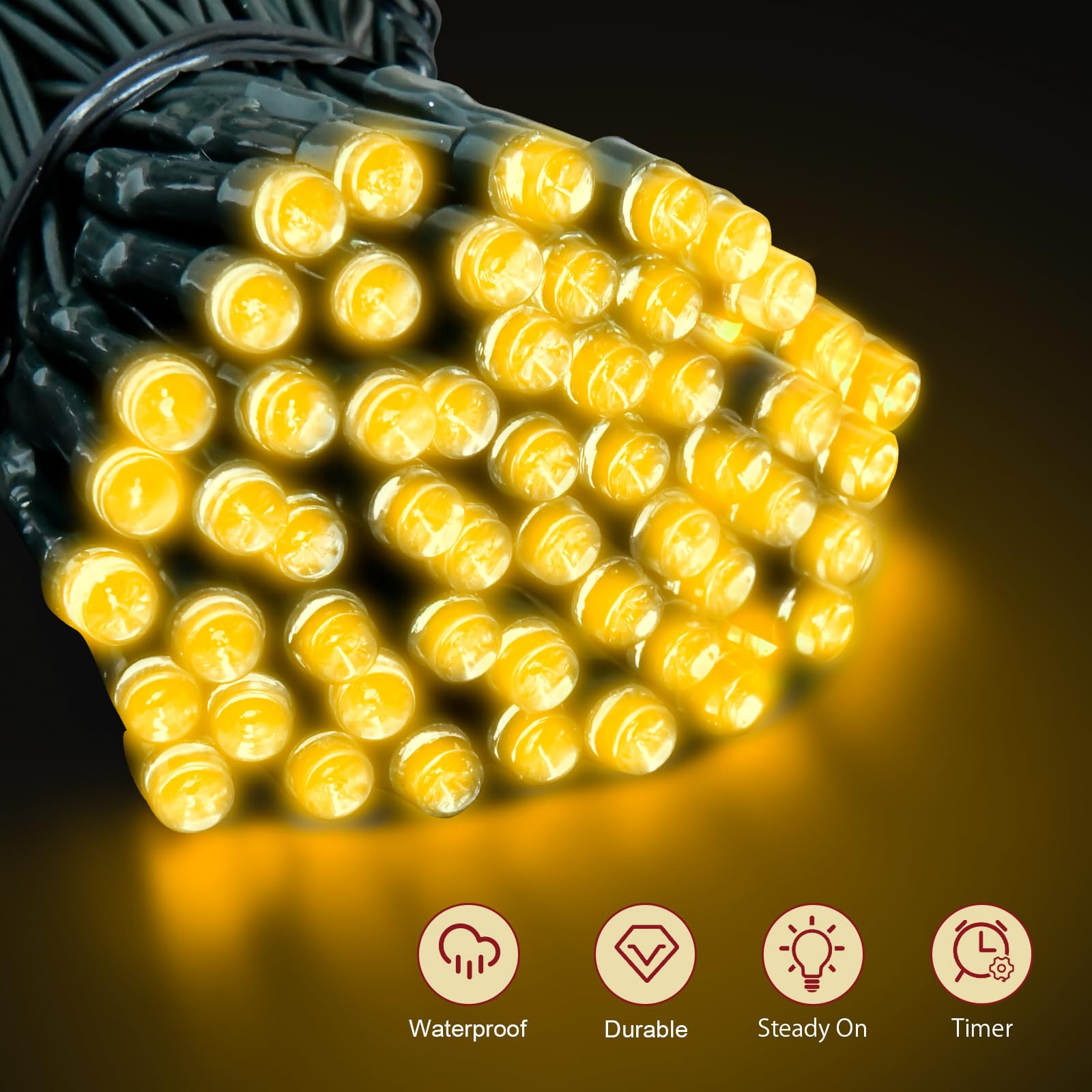 cshare Orange Purple Green String Lights Battry Operated with Timer Waterproof, Halloween String Lights for Outside 16.4ft 50LED